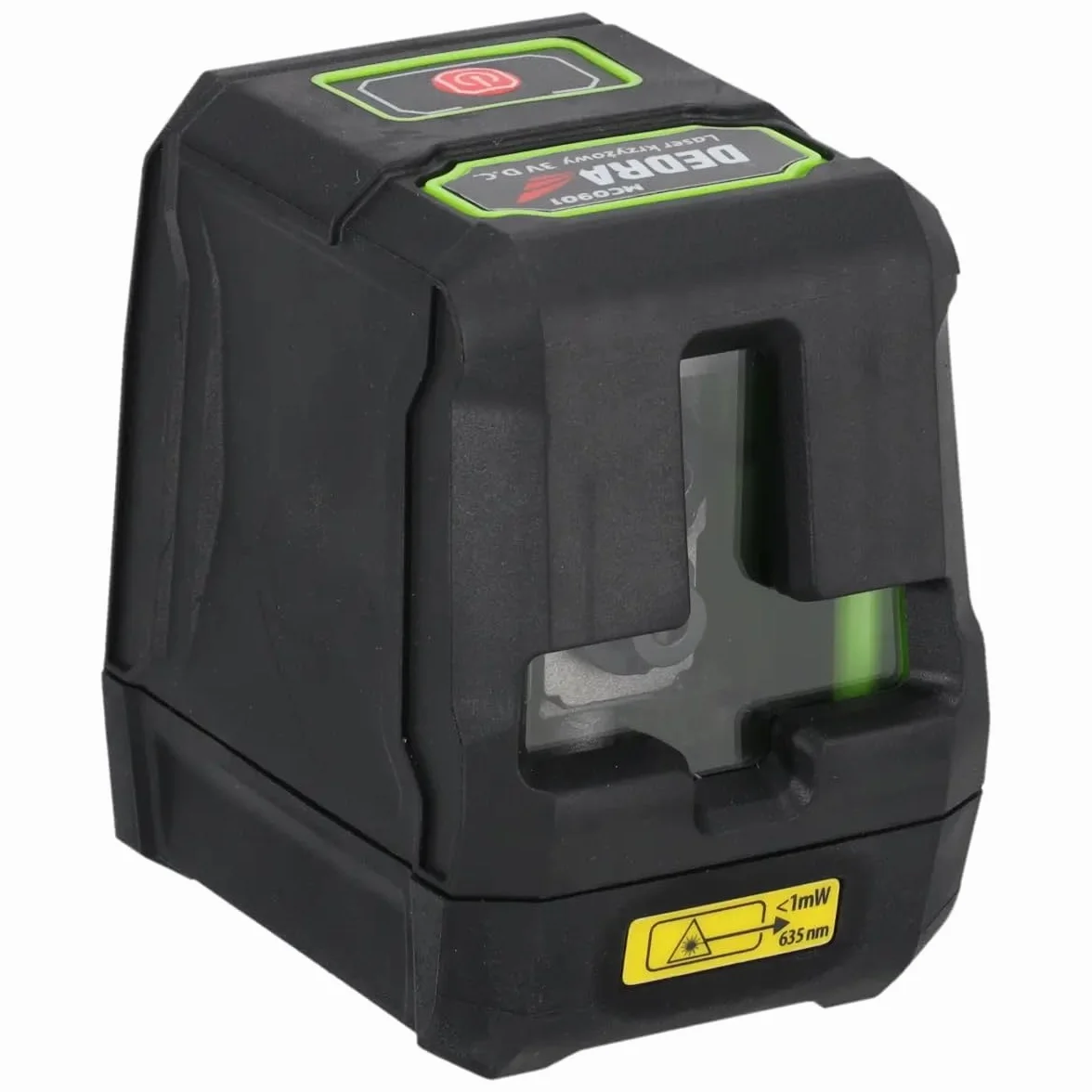 Laser krzyżowy DEDRA, poziomica laserowa, czerwony laser 20 m. Stopień ochrony IP54, z walizką i baterią AA, temperatura pracy do +50°C. W zestawie z walizką i 2 bateriami AA.