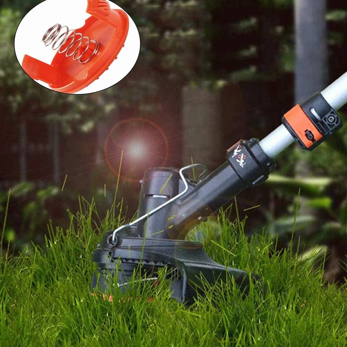 Trymer do pokrywy szpuli, 8 szt. czarna rolka deker kompatybilna zastępcza szpula szpula pokrywy pokrywy + 8 szt. sprężynowe części zamienne do podkaszarki do trawy AFS