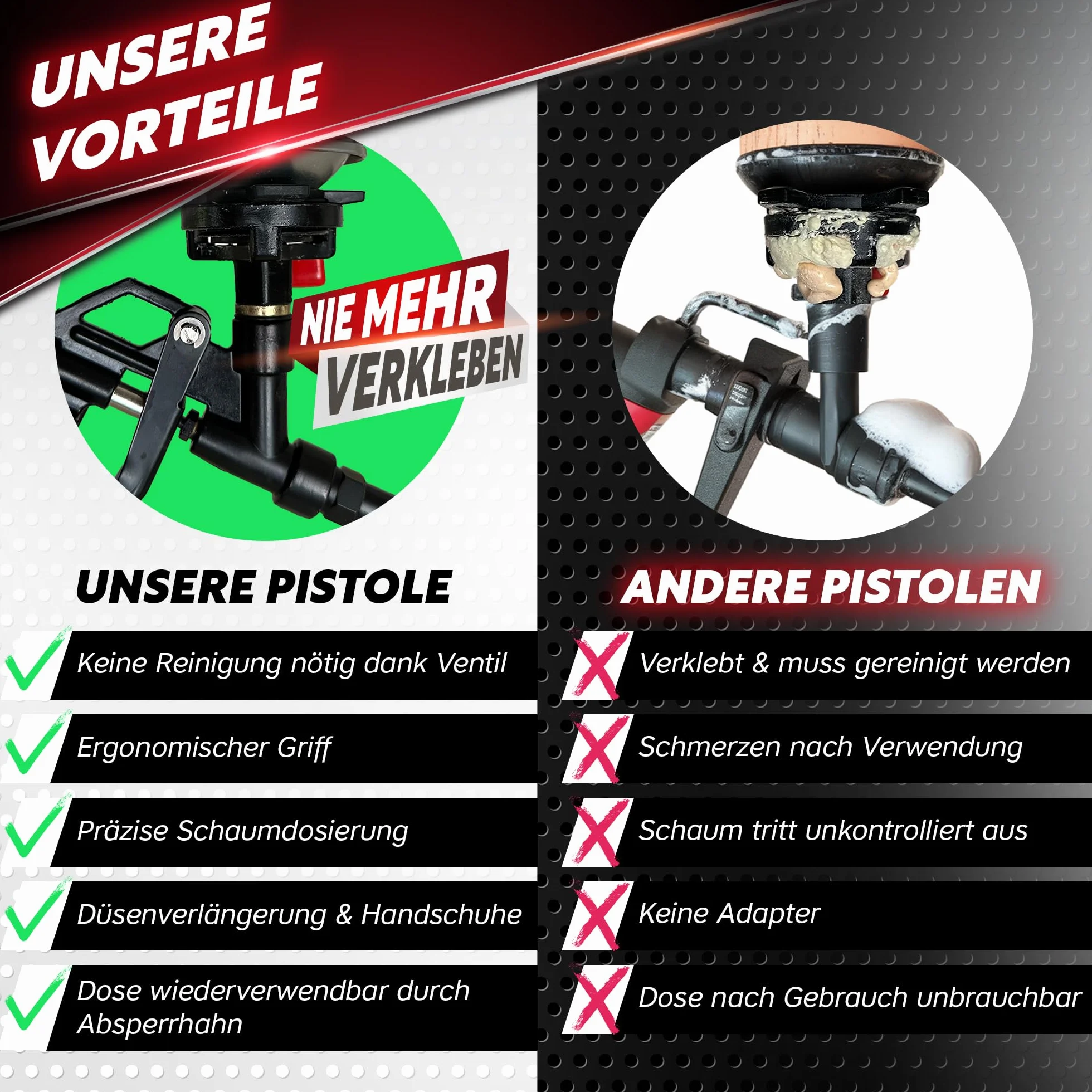 pistolet do pianki poliuretanowej z trwałą miedziana końcówką i samozamykającym się zaworem – precyzyjne wyniki bez konieczności czyszczenia - pistolet do pianki budowlanej o maksymalnej