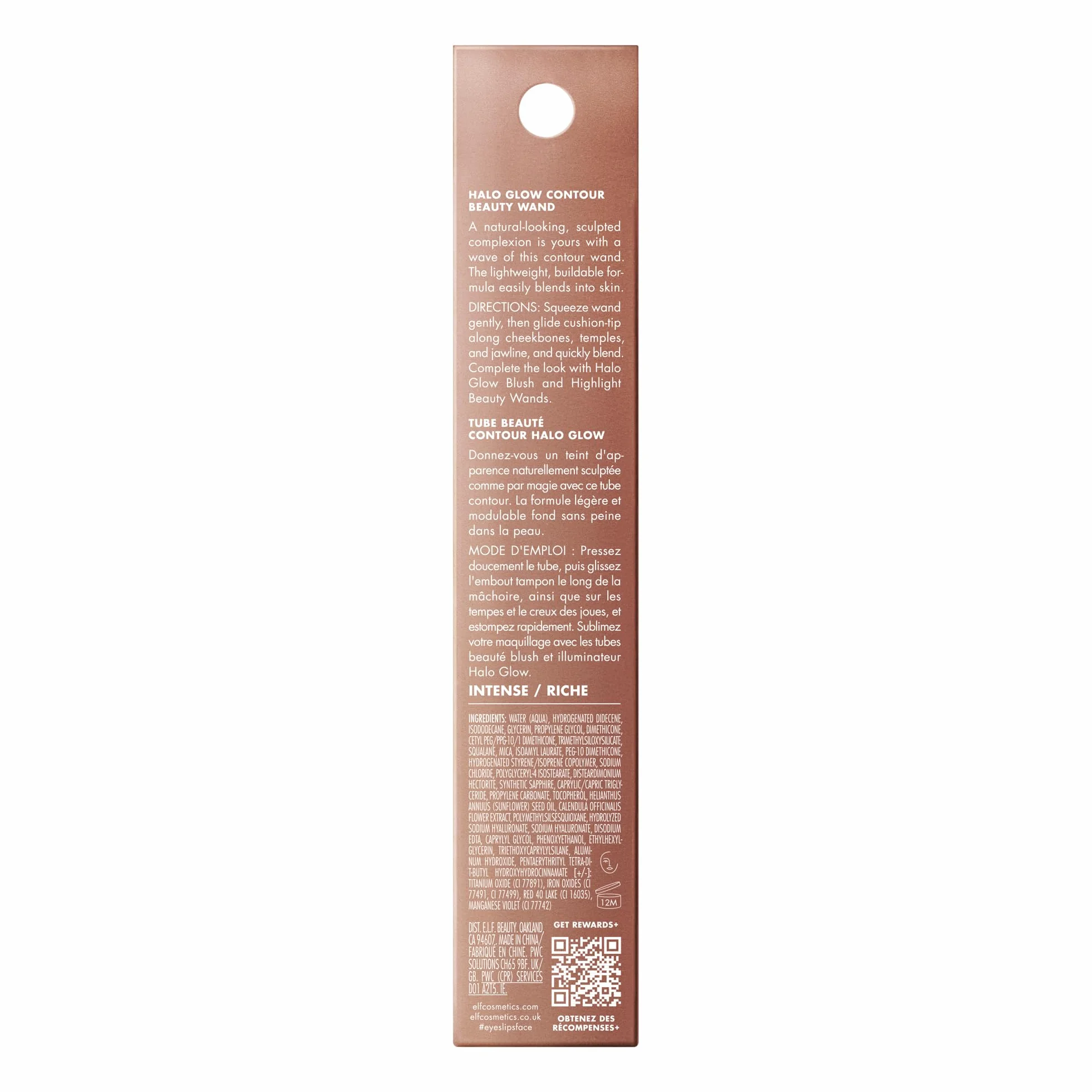 e.l.f. Halo Glow Contour Beauty Wand, płynna różdżka konturowa dla naturalnie rzeźbionego wyglądu, formuła do zbudowania, wegańska i wolna od okrucieństwa, głęboka/bogata