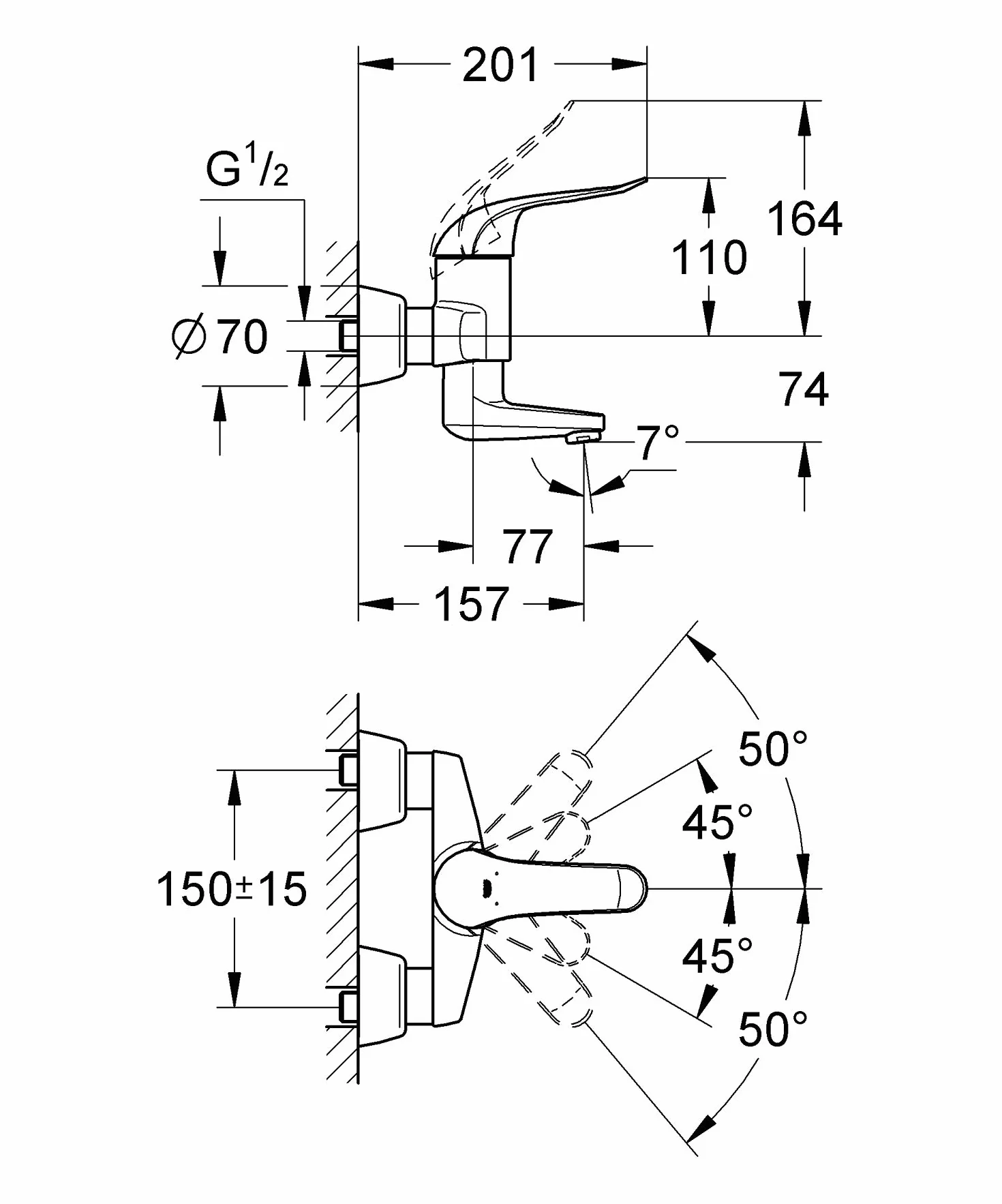 Grohe Euroeco Special Bateria umywalkowa, DN 15