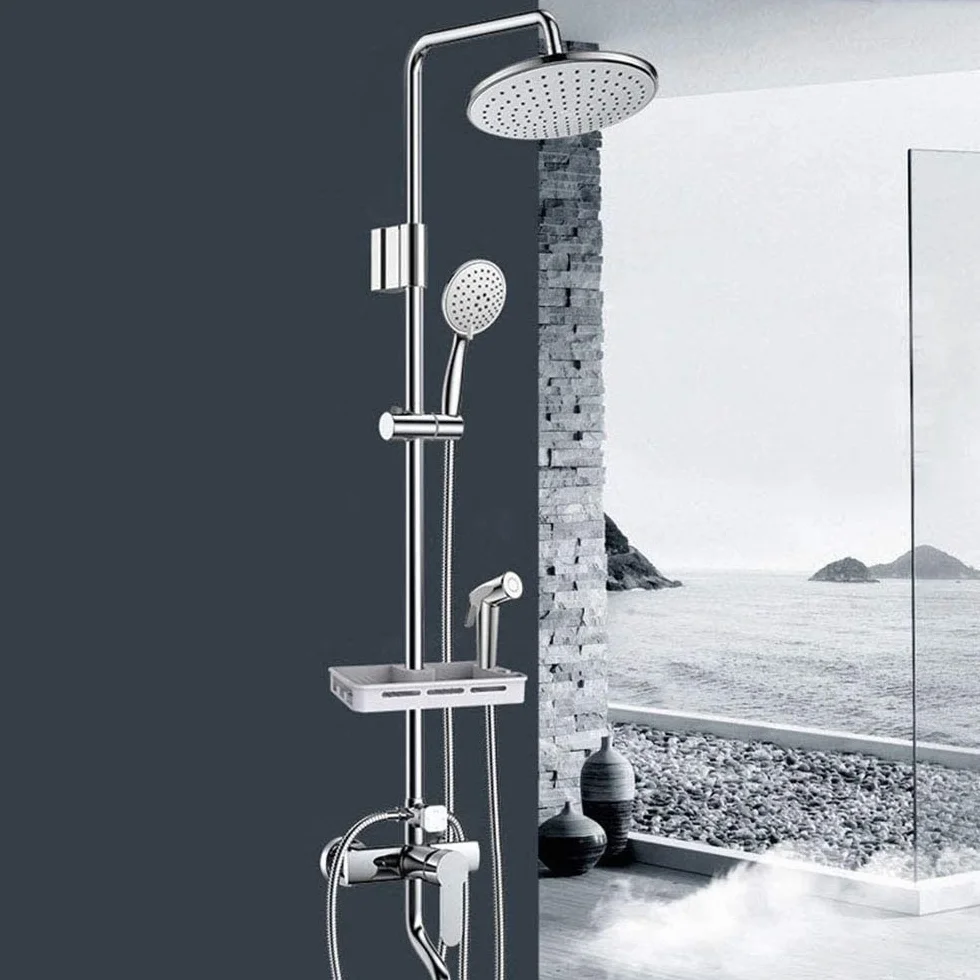 Baterie prysznicowe, bateria do wanny prysznic kran do łazienki bateria wannowa ścienny deszczownica zestaw prysznicowy Mixer Tap, Chrome