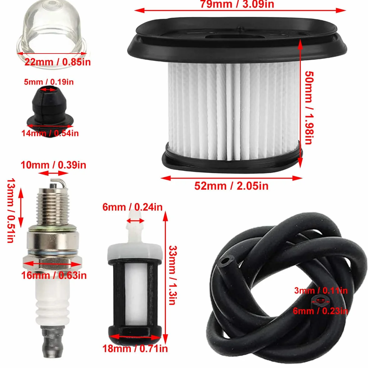 ZAMDOE Gaźnik BG86 do dmuchawy liściowej Stihl BG86C, silnik dmuchawy liści, 4241 120 0623, 4241 120 0616, z filtrem powietrza HD2 + świeca zapłonowa + przewód paliwa + filtr paliwa