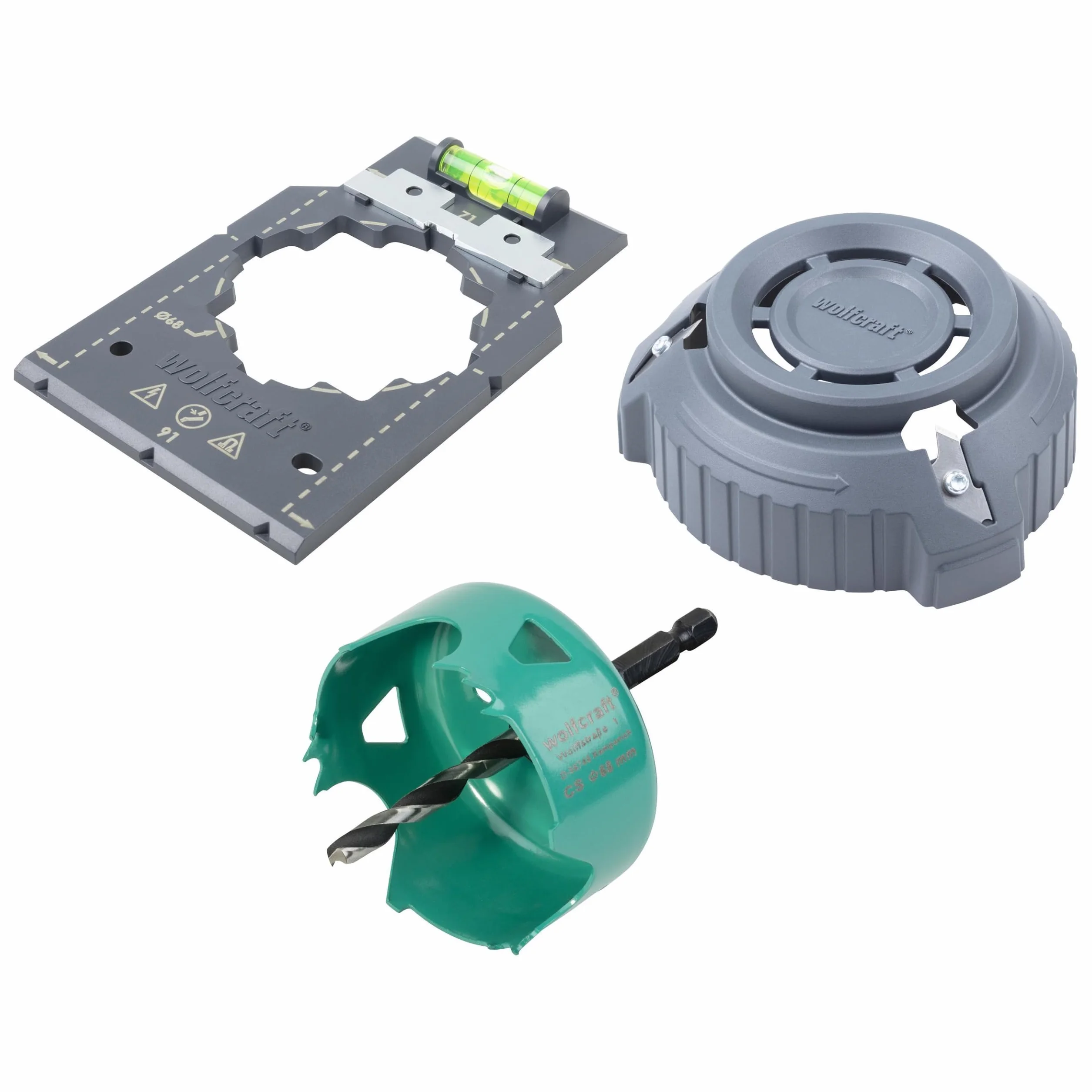 wolfcraft 5897000 - Zestaw do montażu skrzynek montażowych - Do montażu instalacji elektrycznych w płytach gipsowo-kartonowych