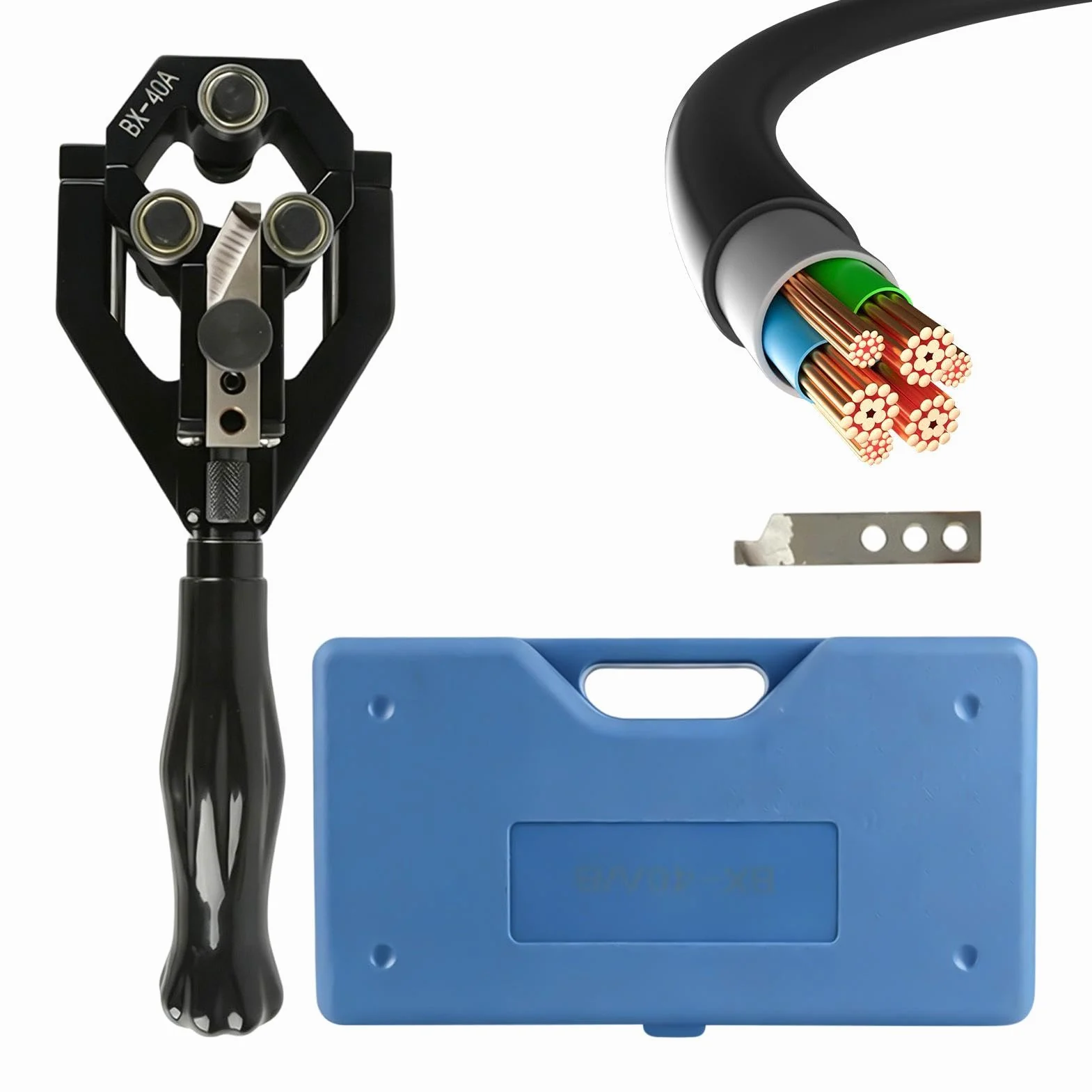Ściągacz Izolacji z Kabli Izolowana zaciskarka | Ściągacz izolacji elektrycznej 22-40 mm Do Odłączania, Cięcia Terminali, Śrub i Ściągania Izolacji w Motoryzacyjnych