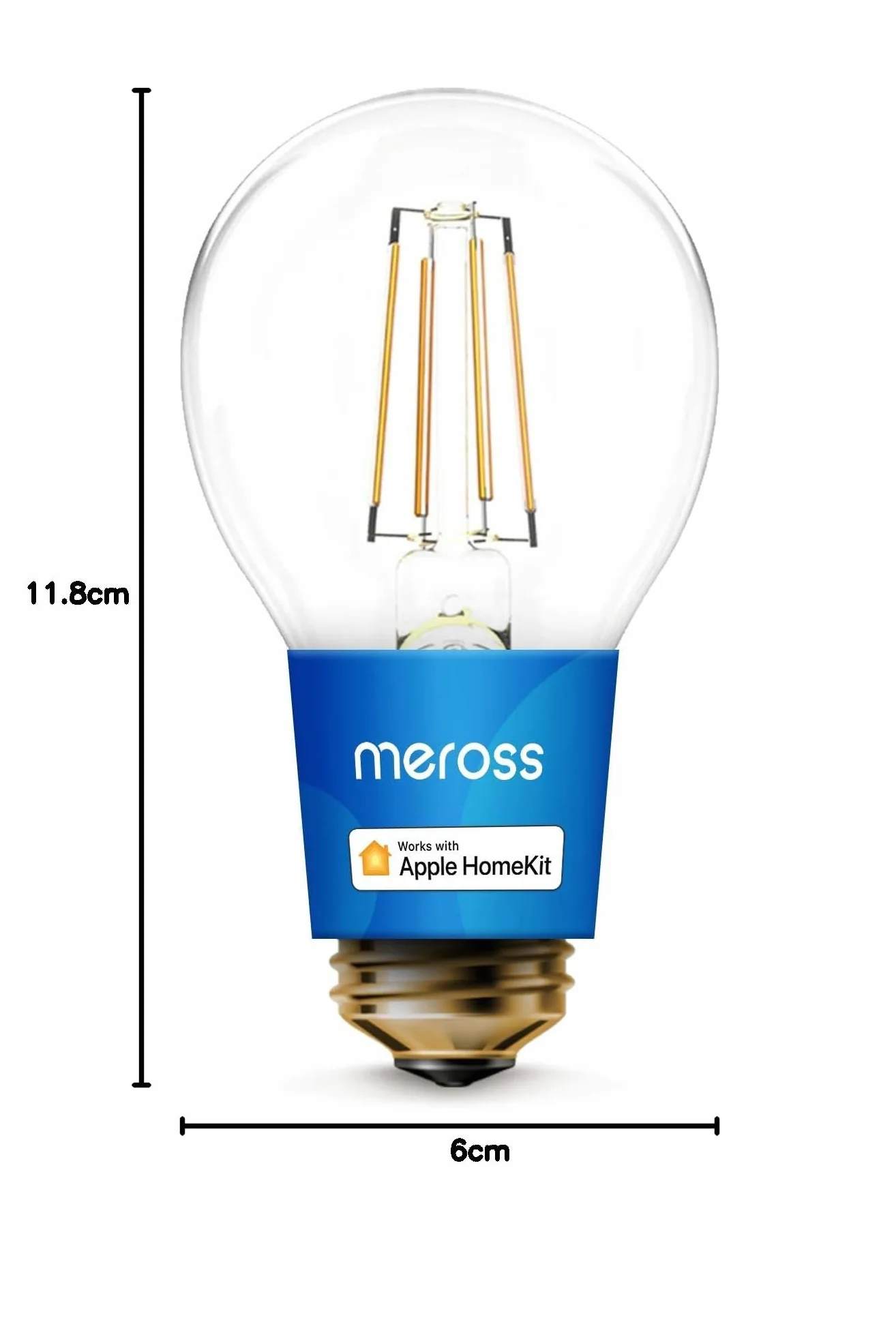 Meross Żarówka LED WiFi, inteligentna żarówka Edisona E27 kompatybilna z Apple HomeKit, Siri, Alexa i Google Home, 810 LM ściemnialna żarówka WiFi Ciepła biel 2700 K (odpowiednik 60 W)