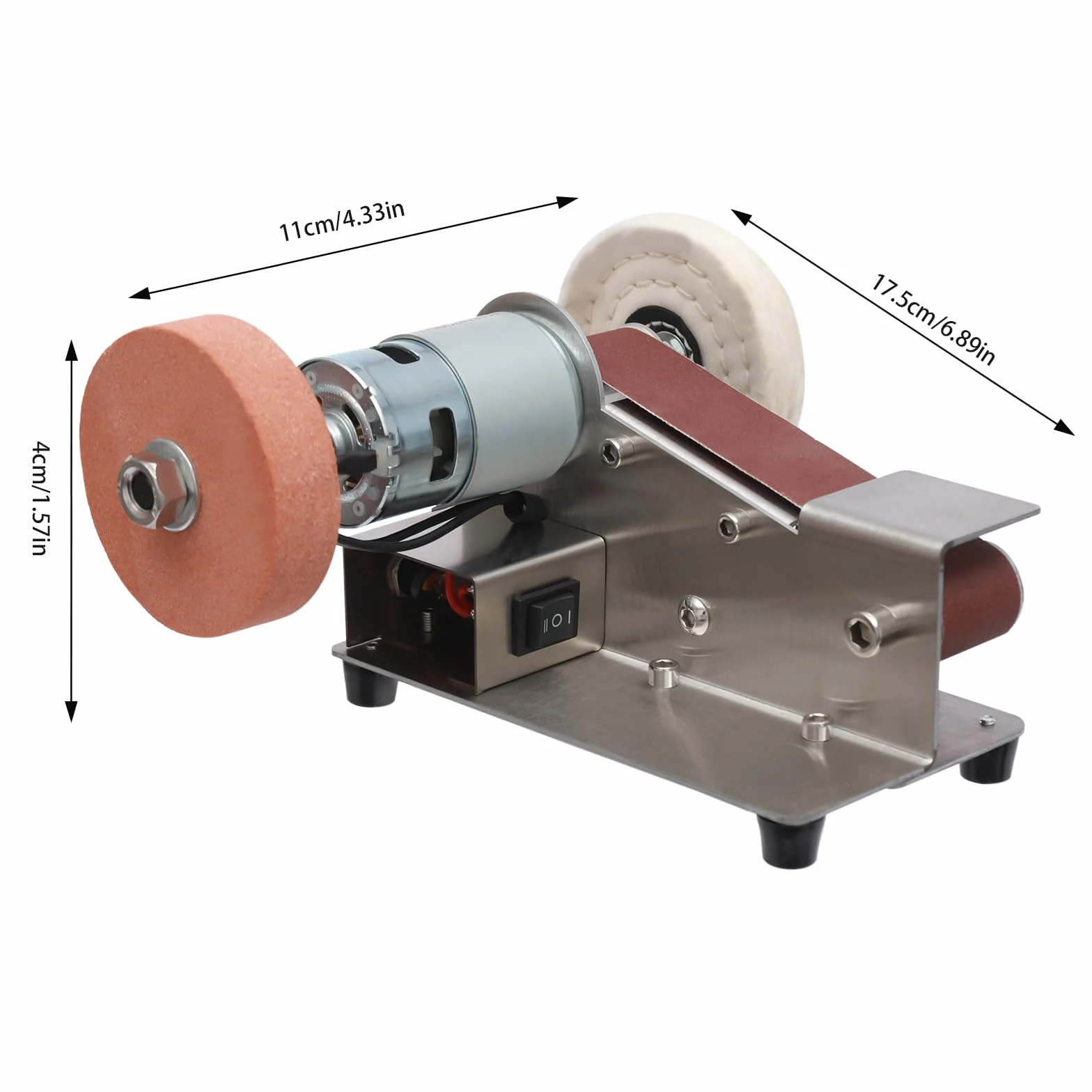 OUKANING Mini szlifierka taśmowa i szlifierka stołowa, 150 W, Mini Band Sander z 7 prędkościami (do 9000 obr./min), 20 x taśmy szlifierskie 30 x 330 mm, nóż szlifierka taśmowa do obróbki drewna/metalu