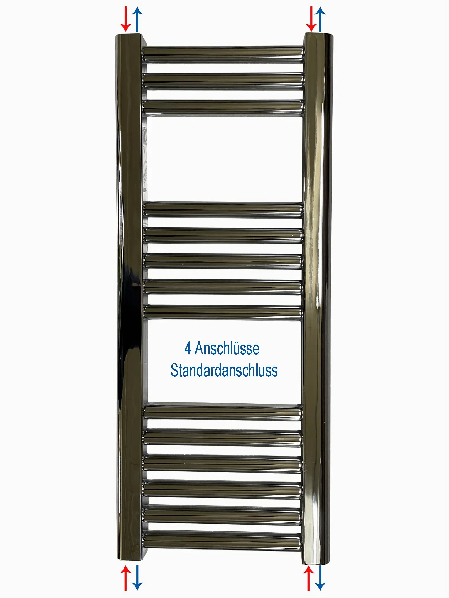 Grzejnik łazienkowy LIDYA chrom 800 x 700 mm. Zakrzywione standardowe przyłącze suszarki do rąk