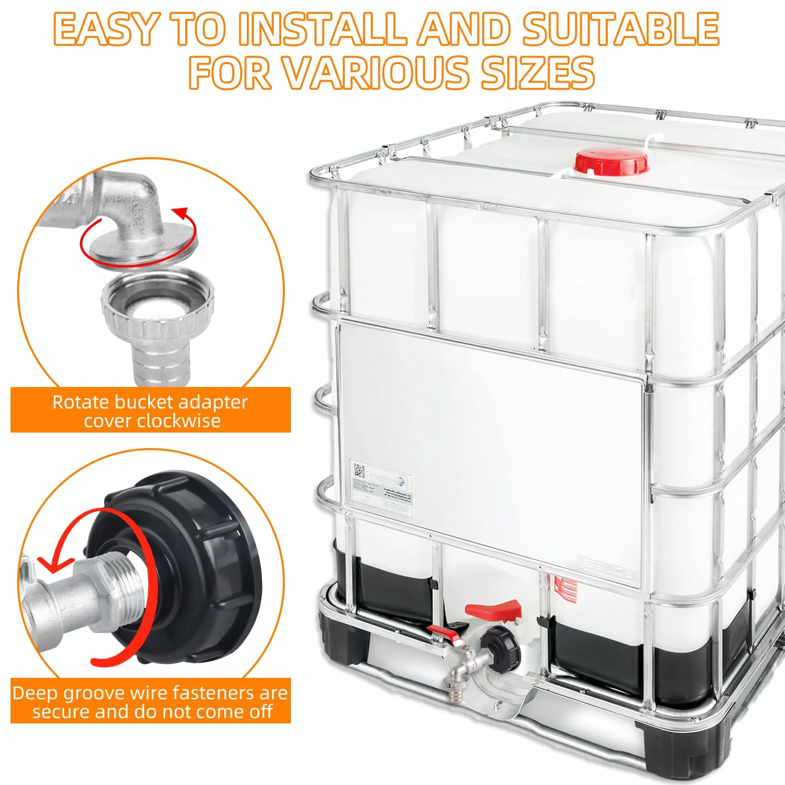 Akcesoria do zbiornika IBC 1000 l, kran spustowy 3/4", adapter