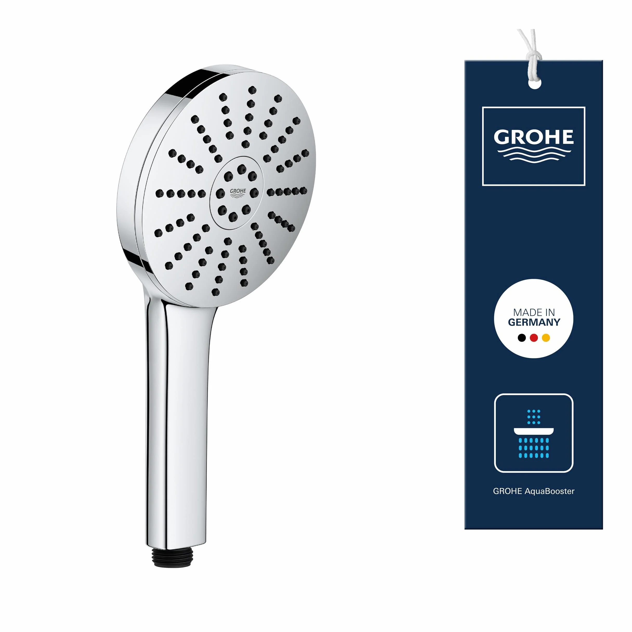 Słuchawka prysznicowa GROHE Vitalio Joy+ 120, 3 strumienie, Przepływ 7,9 l/min, Duża tarcza 12 cm, Chrom, Uniwersalny montaż 1348640000