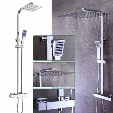 System prysznicowy, termostat, ze stali nierdzewnej, deszczownica, zestaw prysznicowy z słuchawką prysznicową, 30 cm, panel prysznicowy, armatura prysznicowa, słuchawka prysznicowa, zestaw do