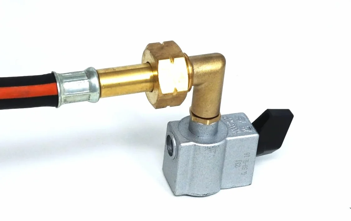 Tezla Adapter gazowy z klipsem 27 mm do butanu Pigtail 109 męski wylot boczny wejście