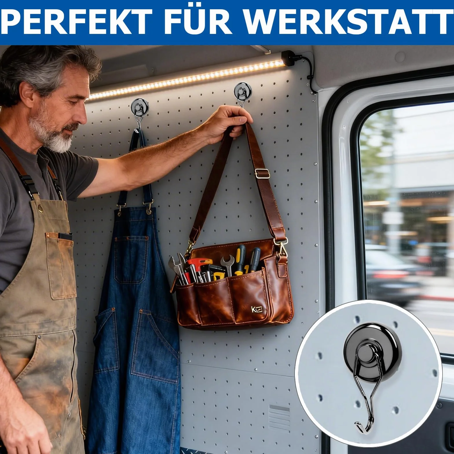 Haczyki magnetyczne, ekstra mocne, 42 mm, 68 kg, z magnesami neodymowymi, do ekstremalnych obciążeń w garażu i warsztacie, obrotowe i nierdzewne czarne, 3 sztuki