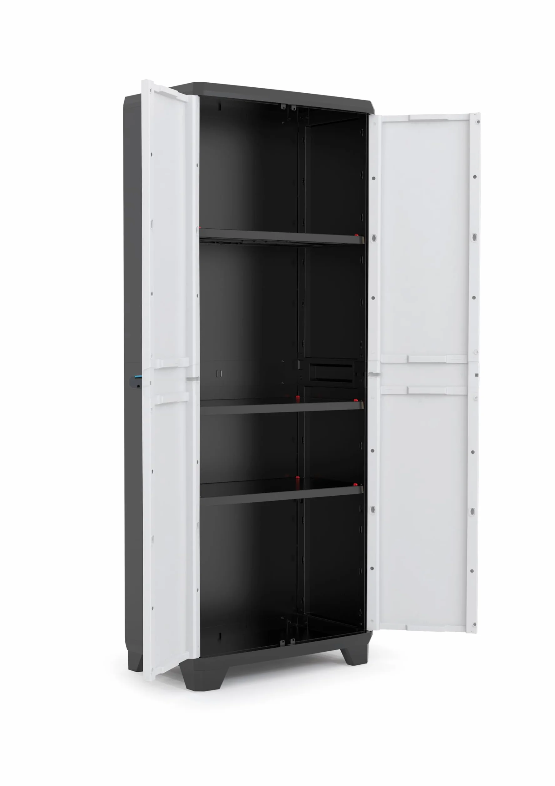 Keter Linear szafka z tworzywa sztucznego, wysoka, jasnoszara/czarna/niebieska, 68 x 39 x 173 cm
