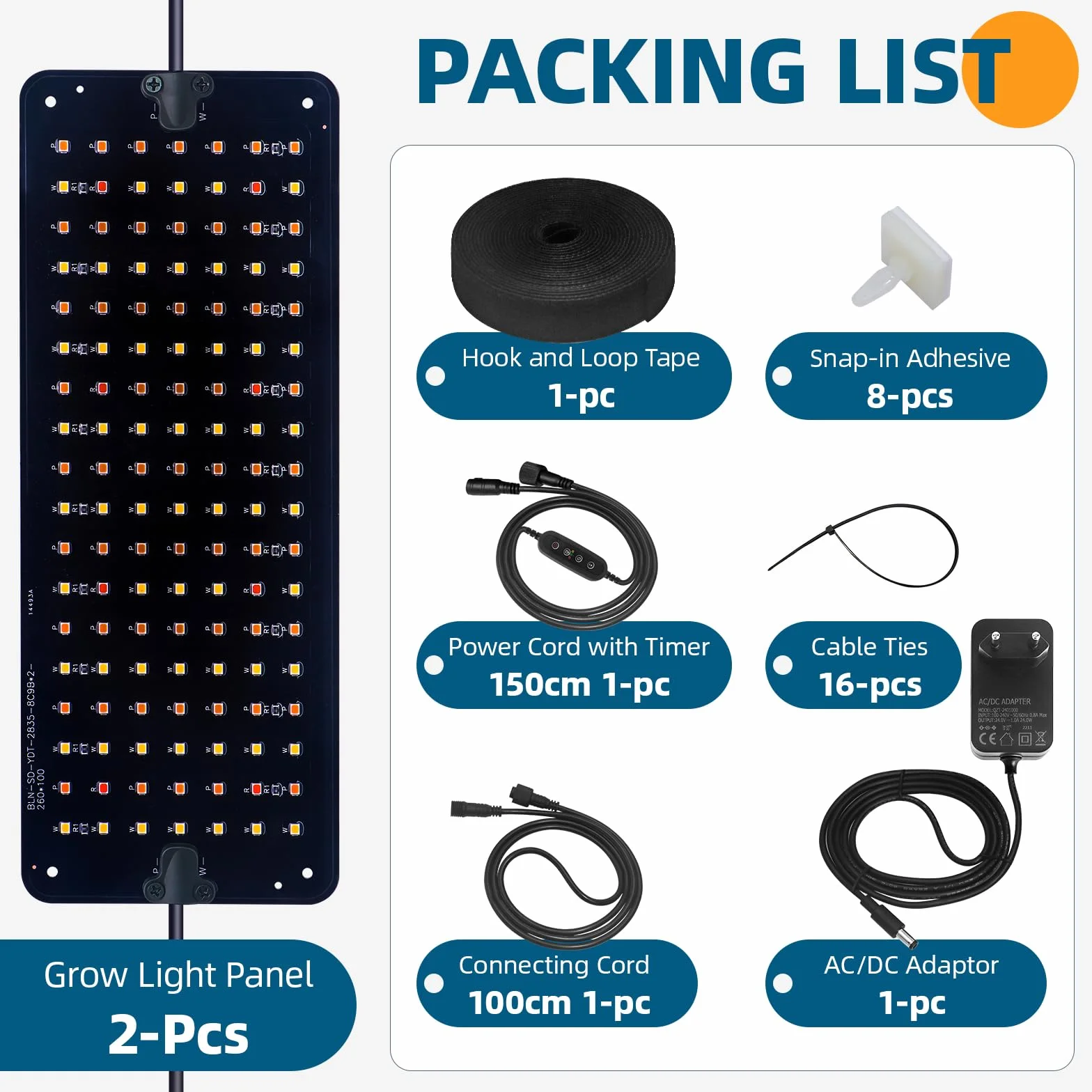 Barrina Lampa LED do uprawy roślin, 20W (2 x 10W) ultracienki panel świetlny do pełnym spektrum z timerem, lampa LED hydroponiki, sadzonek, sukulentów, kwiatów i roślin, 2 szt