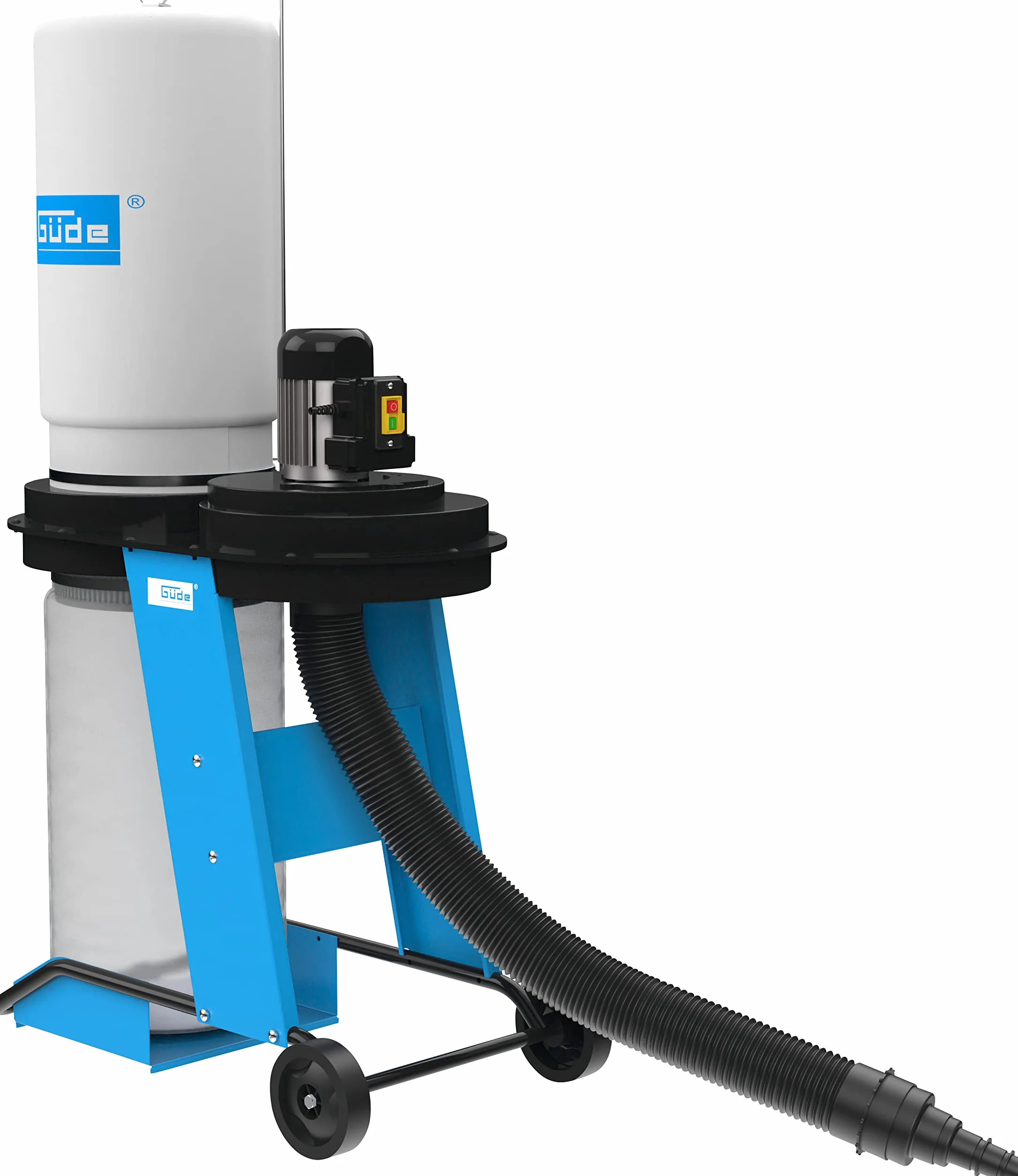 Güde Odsysacz GAA 65.1 (550 W, wydajność powietrza 1150 m³/h, podciśnienie 1145 pa, ruchomy, wąż ssący 2 m, przyłącze ssące Ø 100 mm, pojemność zbiornika 65 l, w zestawie 4-częściowy zestaw adapterów)