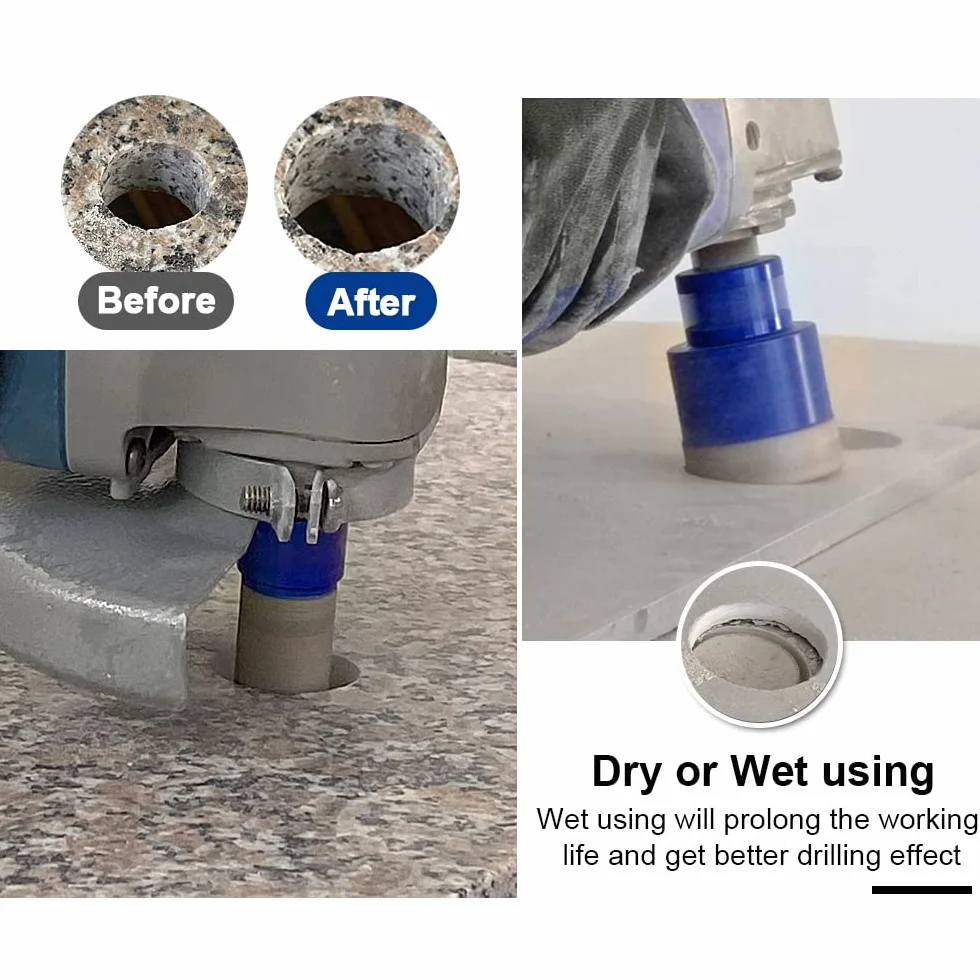SHDIATOOL Suche diamentowe wiertła rdzeniowe M14 gwint 6/6/20/25/35/50 mm i 20 mm bity palcowe z adapterem HEX lutowane próżniowo do płytek porcelanowych granitowych marmuru