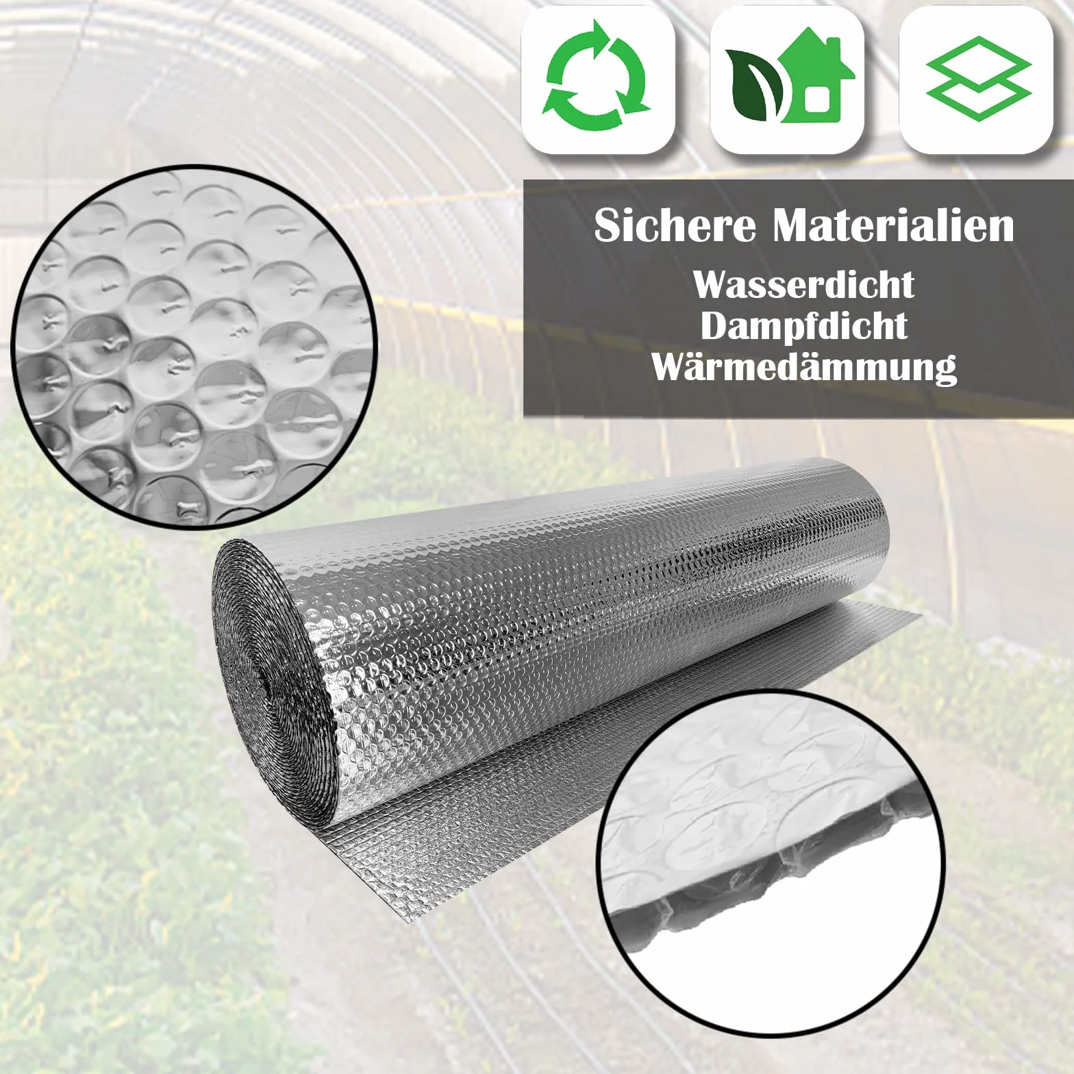 UISEBRT Folia izolacyjna 1 x 30 m folia bąbelkowa aluminiowa folia termiczna na kaloryfer folia odblaskowa o grubości 3-4 mm folia izolacyjna utrzymuje ciepło izolacja cieplna
