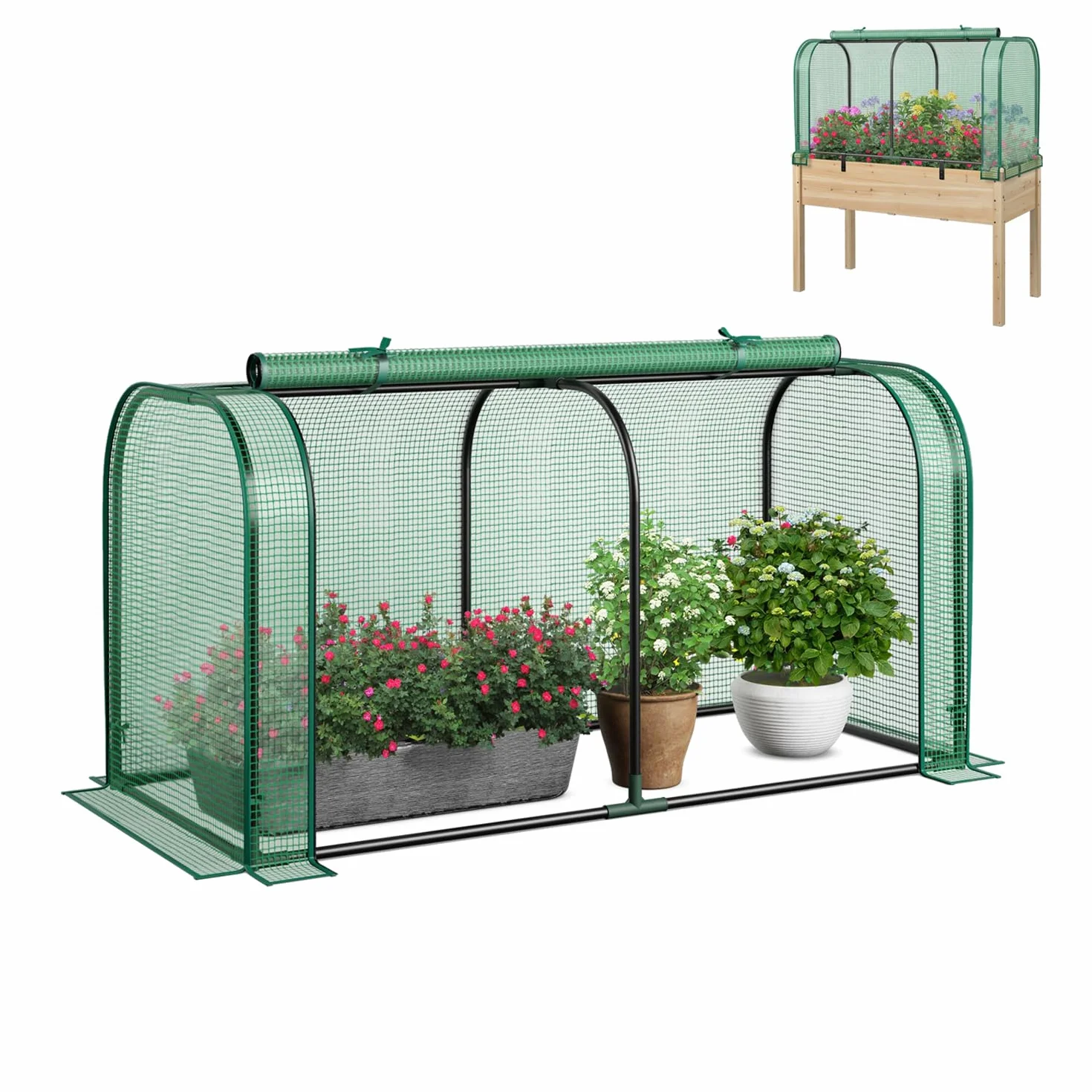 GOPLUS Mini szklarnia na pomidory z drzwiami przesuwnymi i metalową ramą 118 x 55 x 60