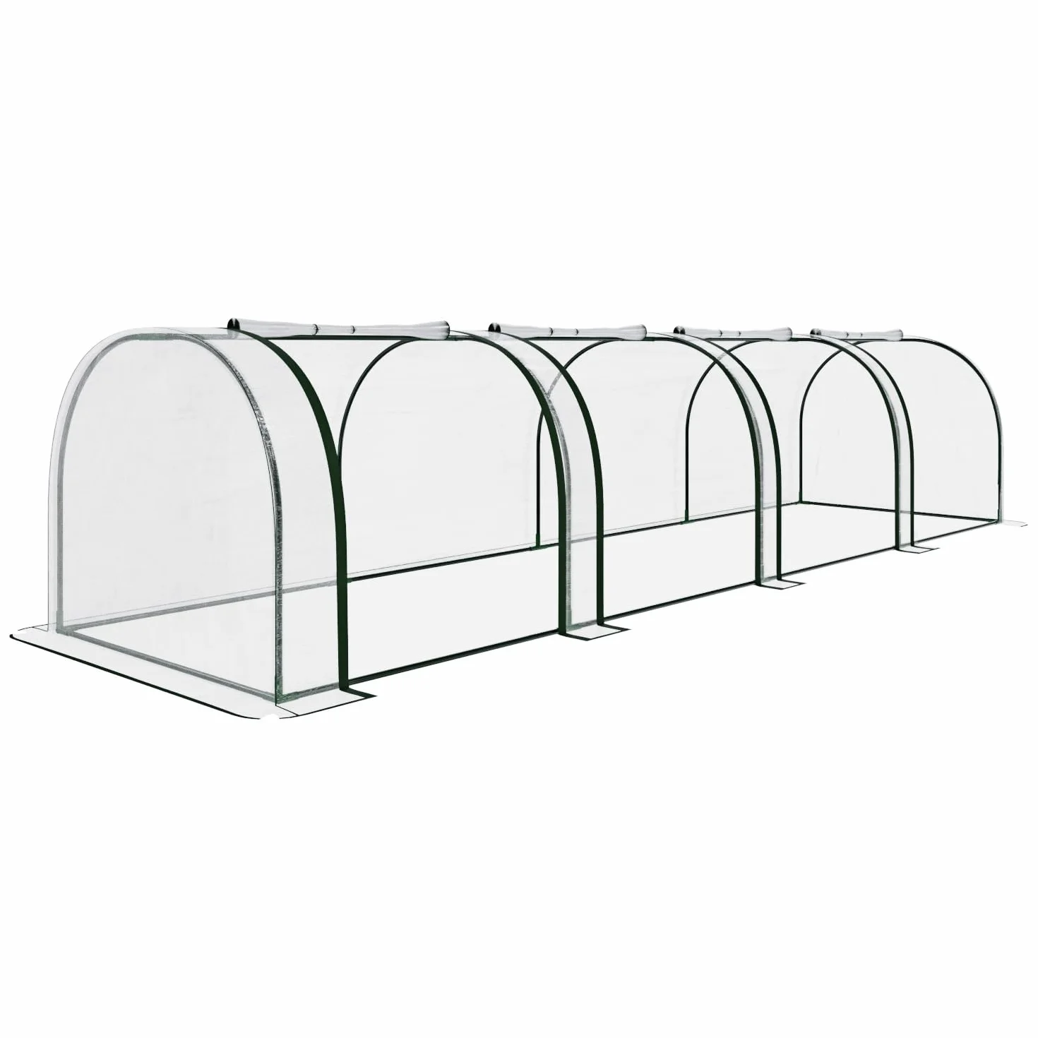 Stalowa szklarnia tunelowa 295x100x80 cm przezroczysta plandeka PCV z 3 drzwiami