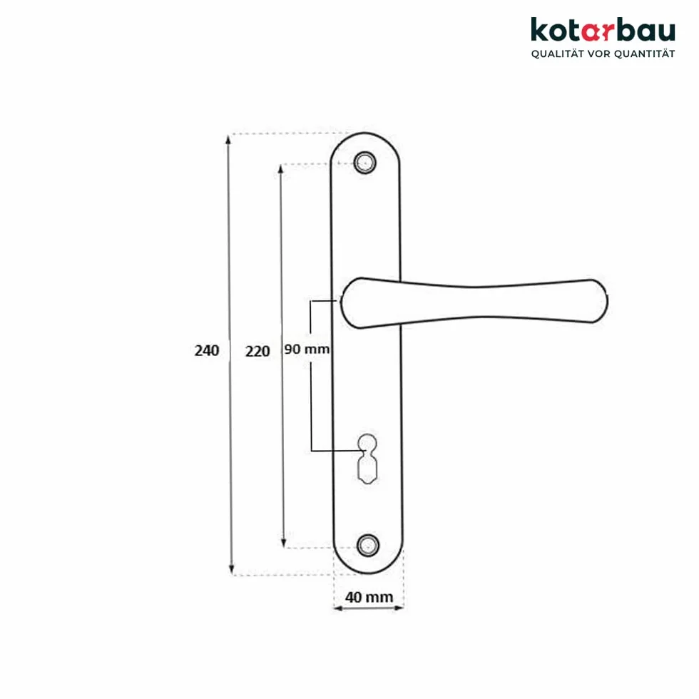 KOTARBAU Klamka 90 mm PZ klamka do drzwi Patin okucie drzwiowe Klamka do drzwi Zestaw klamek Długi szyld Zestaw klamek do drzwi wewnętrznych Drzwi Zewnętrzne Uchwyt Okucie bramy