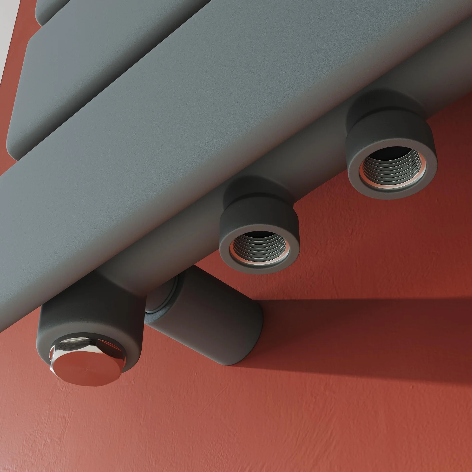 SONNI Designerski grzejnik 1200 x 465 mm antracyt 734 W, jednowarstwowy grzejnik płaski poziomy grzejnik płaski do łazienki przyłącze boczne grzejnik łazienkowy