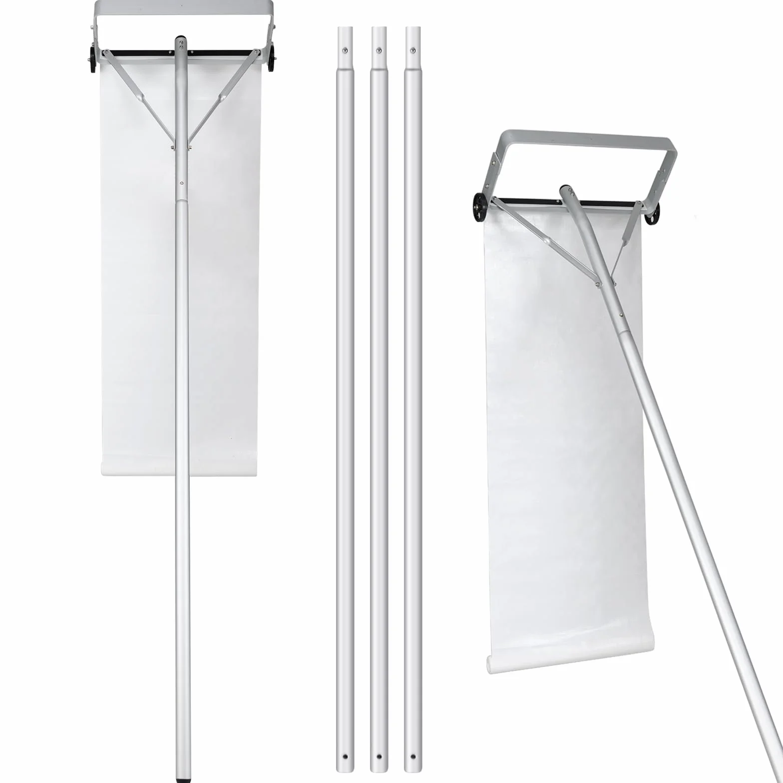 COSTWAY Odśnieżarka dachowa aluminiowa z kółkami, zakres regulacji 193-619 cm