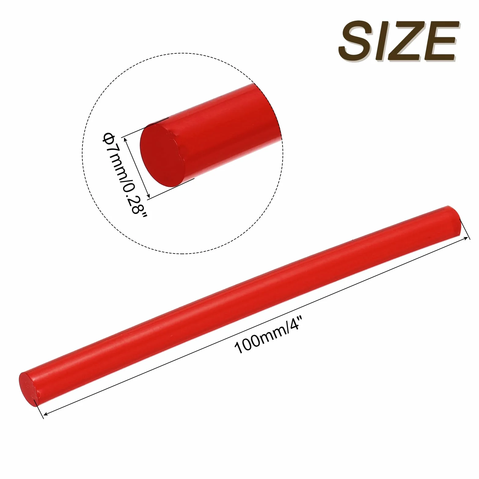 QUARKZMAN 6 sztuk 100 mm x 7 mm mini patyczki klejące do pistoletu do klejenia na gorąco, do naprawy, sztuki, dekoracji, rzemiosła, przezroczyste, czerwone