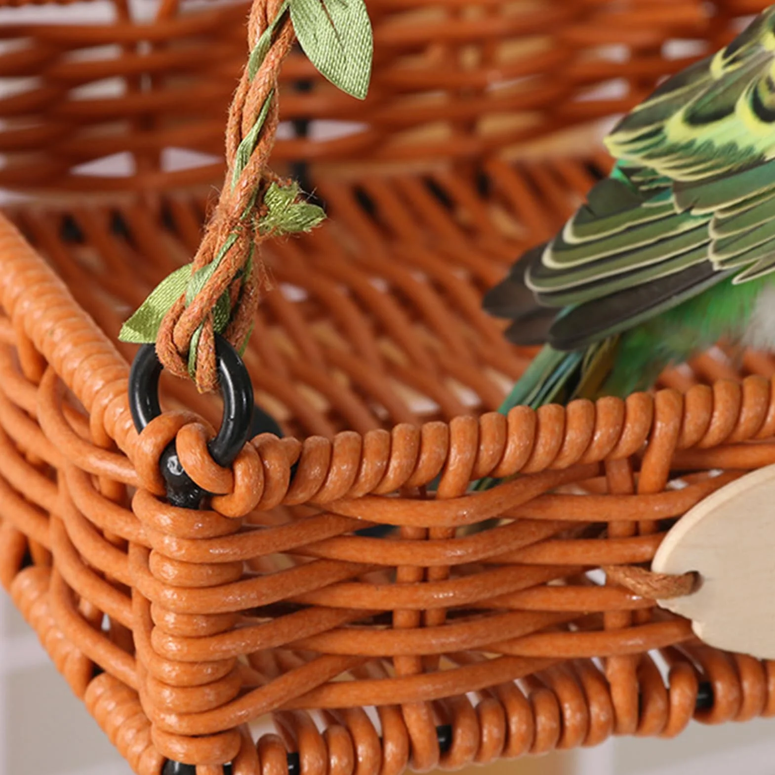 Hammock Bird Jaskinie gniazd ptaków Miejsca do spania Nymphensithich Imitat Rattan Vintage Ręcznie Oddychająca tkanina łatwa do czyszczenia dla Kanarków nimfy wspinaczkowe jedzenie