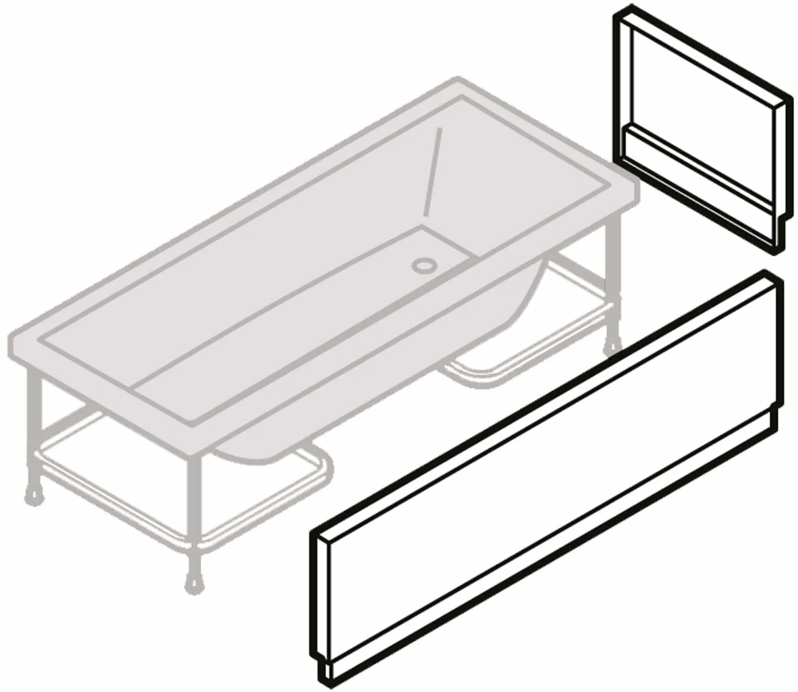 Novellini Calos Standardowa rama 170x70 H58 cm 170 LT wanna prostokątna kwadratowa akrylowa odwracalna biała polerowana kolumna odpływowa 1 panel przedni 1 boczny zagłówek