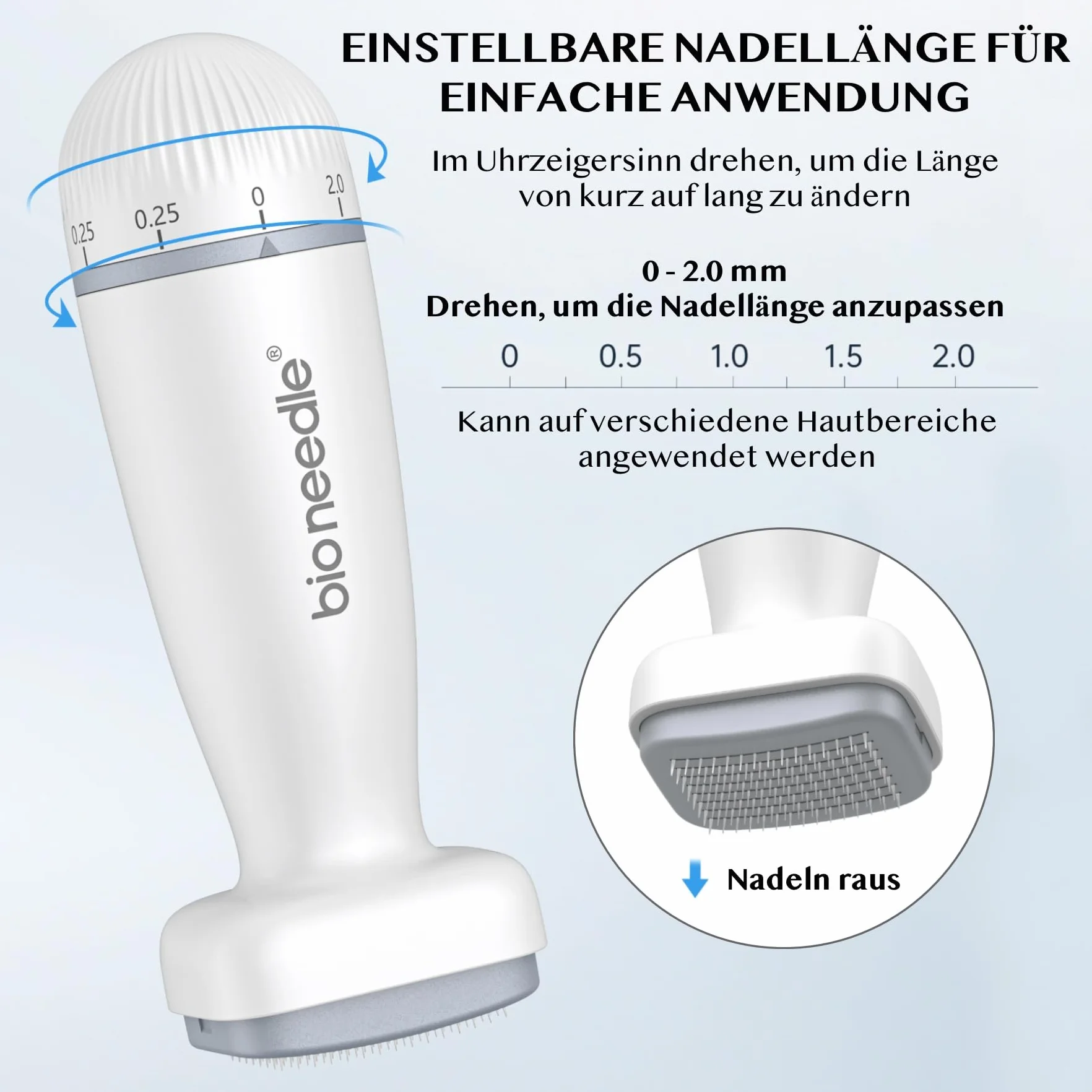 P-Beauty Derma Stamp – Dermapen – Microneedling – Mezoroller z 120 wysokiej jakości igłami ze stali nierdzewnej, regulowana długość 0-2 mm, do zapobiegania starzeniu się, regeneracji skóry