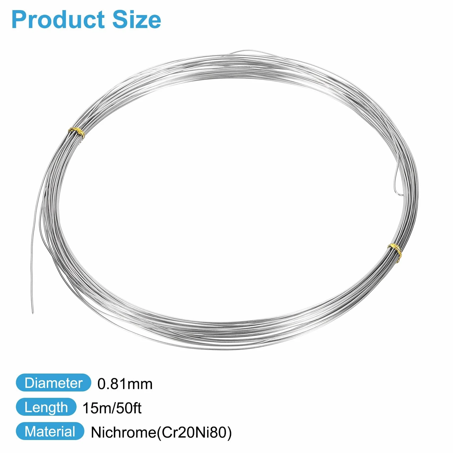 QUARKZMAN 50 FT drut oporowy 0,81 mm, drut nawijany 20 G, nichrom, element grzejny, drut spiralny, drut oporowy, do urządzeń gospodarstwa domowego, przemysłowych, materiałów oporowych powietrza