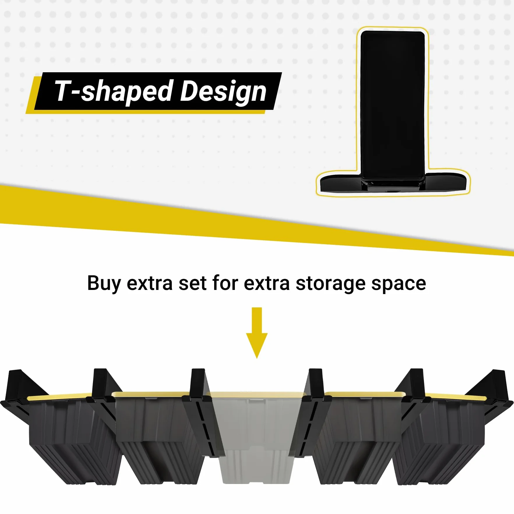 5-bin Overhead Garage Storage Rack, wytrzymałe sufitowe stojaki do przechowywania, powlekany proszkowo, do garaży, szop, magazynów (6 szt., na 5 pojemników)