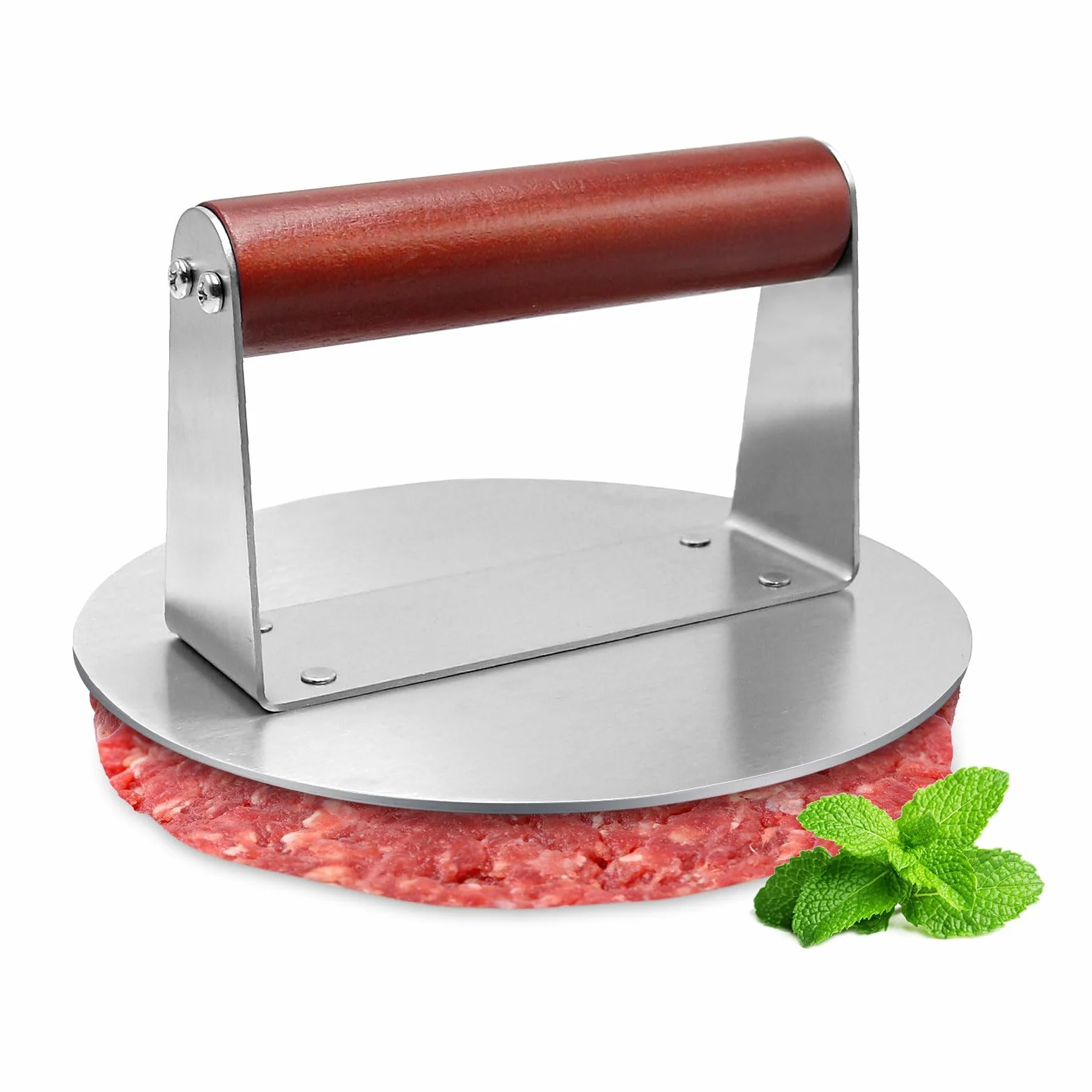 Smash prasa do burgerów, okrągła prasa do hamburgerów 16 cm, stal nierdzewna, profesjonalna prasa do burgerów, stal nierdzewna, akcesoria do grilla, łatwa do czyszczenia