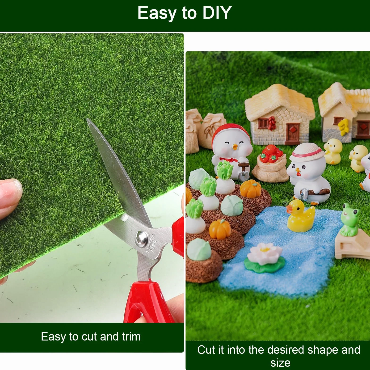 Miniaturowy ogród ze sztucznej trawy 15x15 cm 6 sztuk dekoracja