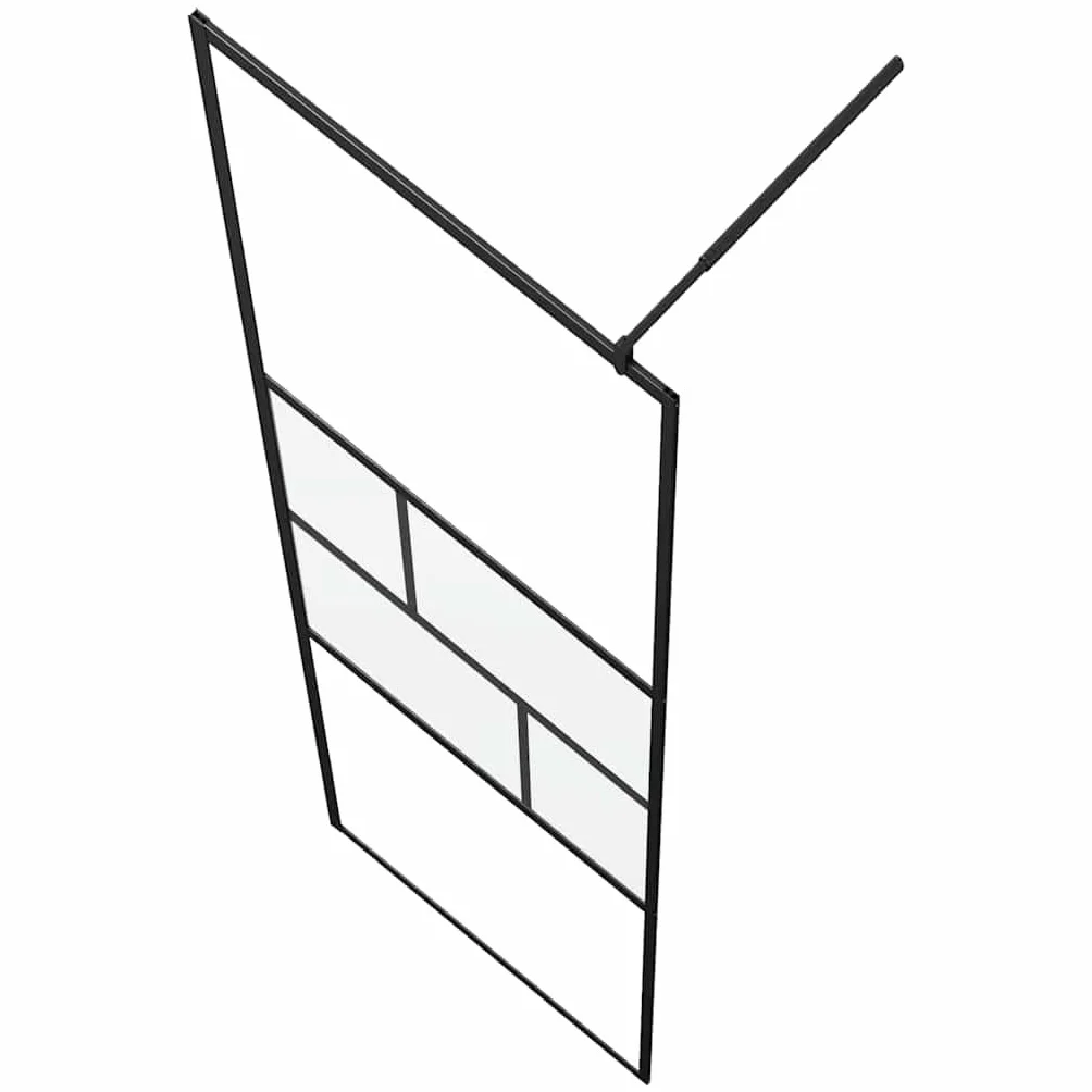 Ścianka prysznicowa Walk-in czarna, szkło ESG i aluminium, 100 x 195 x 0,5 cm, 3 satynowane szkło do ochrony przed pryskaniem, do kabiny prysznicowej w łazience, z profilem montażowym i
