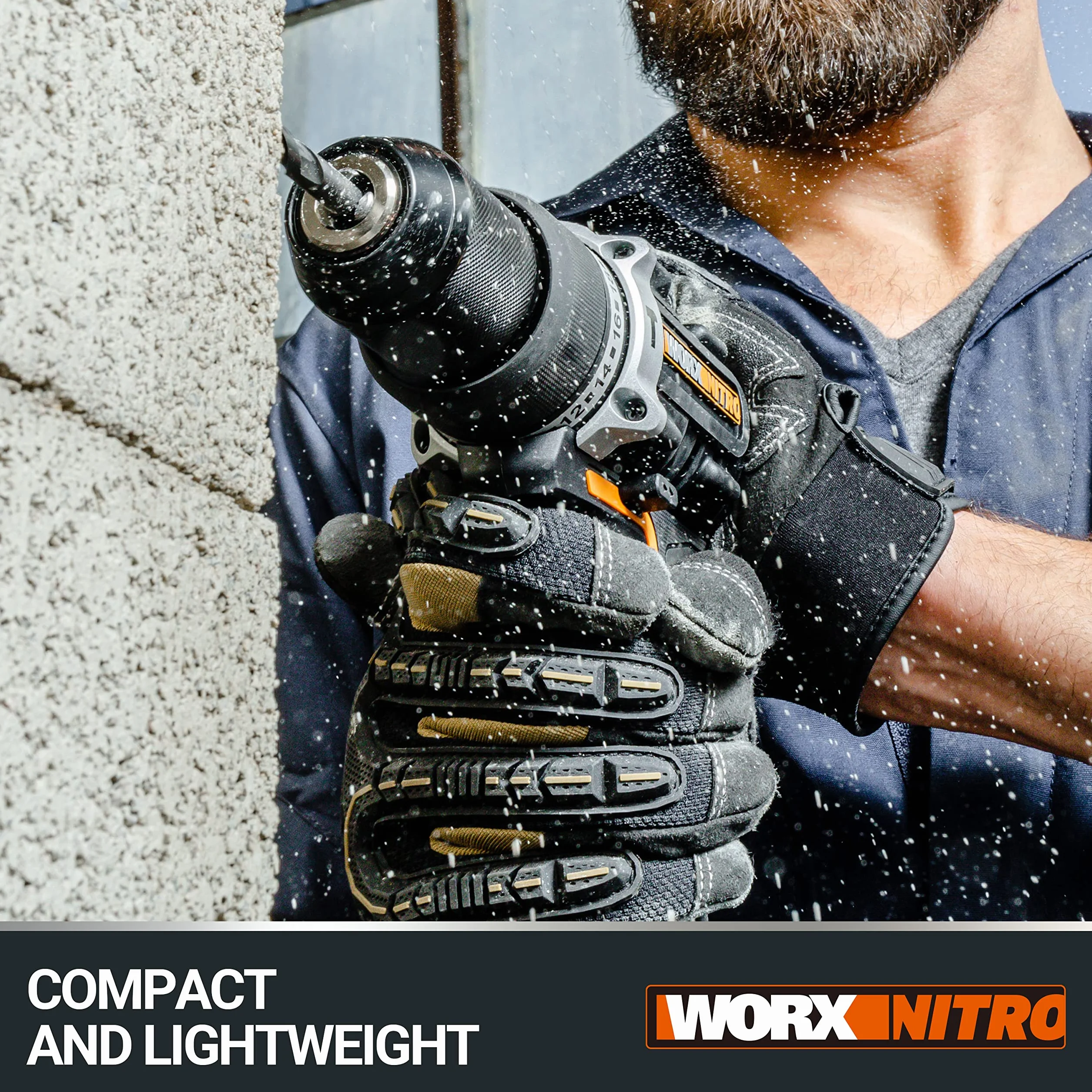 WORX Nitro WX352.4 akumulatorowa wiertarka udarowa 20 V, silnik bezszczotkowy, 60 Nm, regulowana prędkość obrotowa, światło LED (w zestawie 75 sztuk bitów, 2 akumulatory 2,0 Ah PowerShare w zestawie)