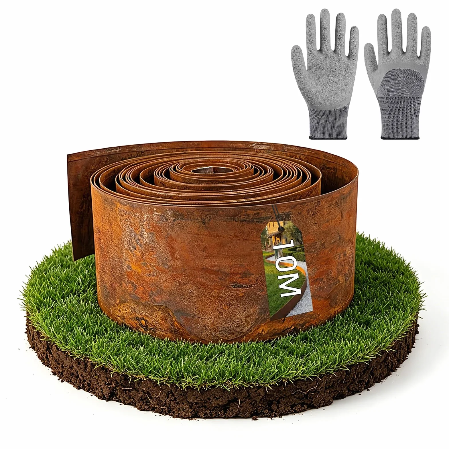Krawędź trawnika ze stali kortenowskiej 15 cm obramowanie rabatki metalowe 10 m