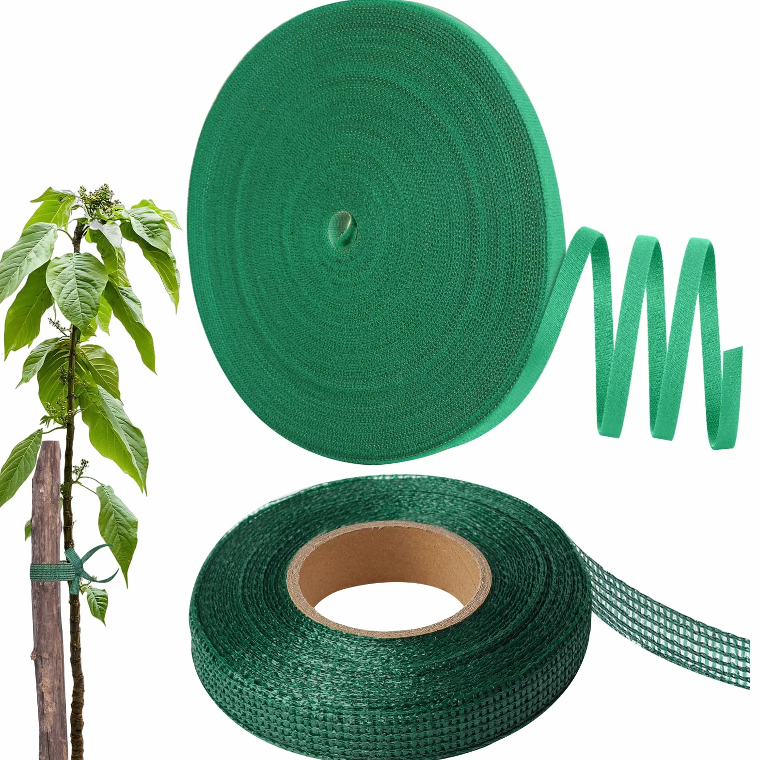 Taśma do wiązania roślin 10 mm 2 szt. zielona gruby haczyk i pętelka 2,8 cm x 50 m