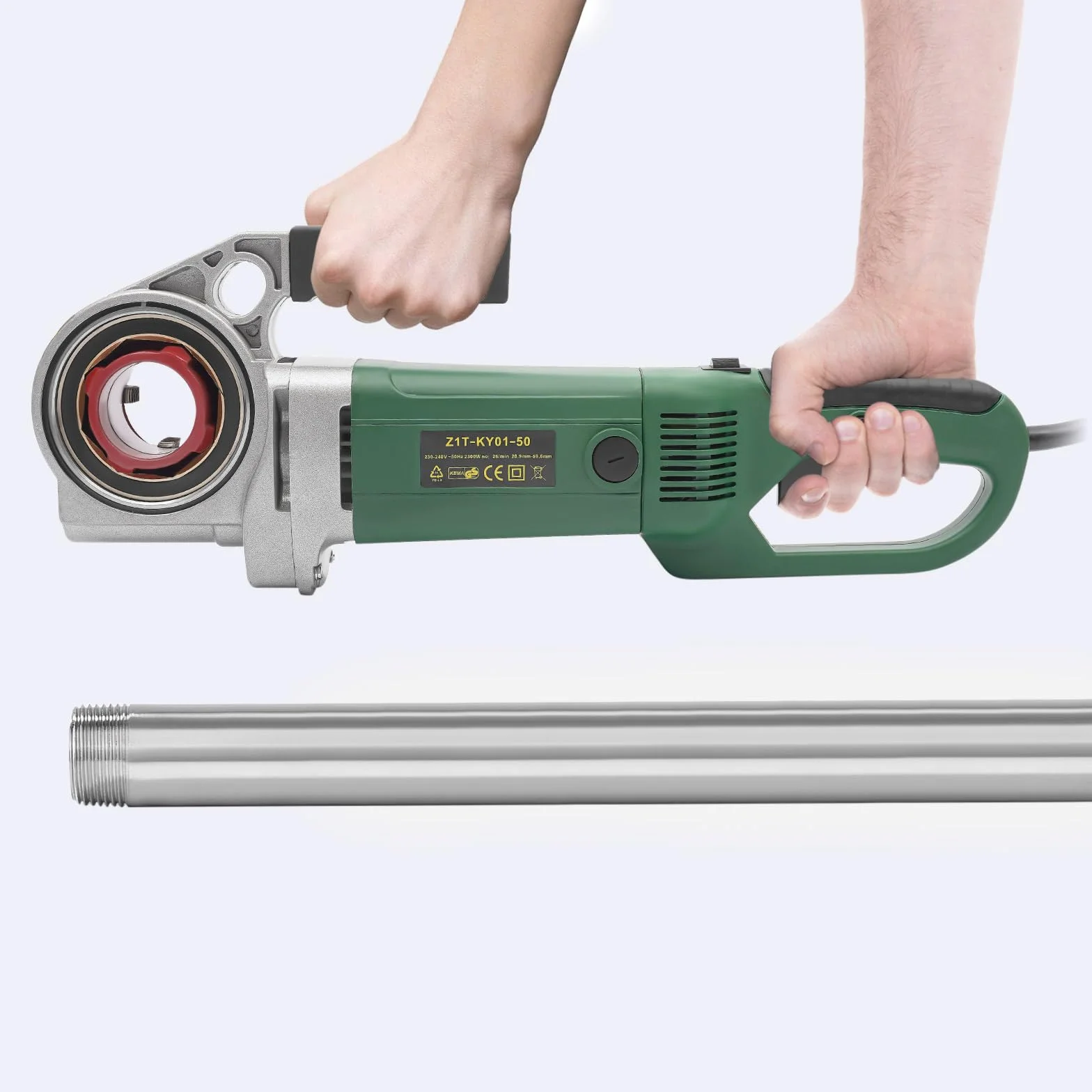Zestaw elektronarzędzi gwintowników – 2300 W, zestaw do precyzyjnej pracy – stal węglowa, HSS, aluminium – 6 gwintowników w zestawie