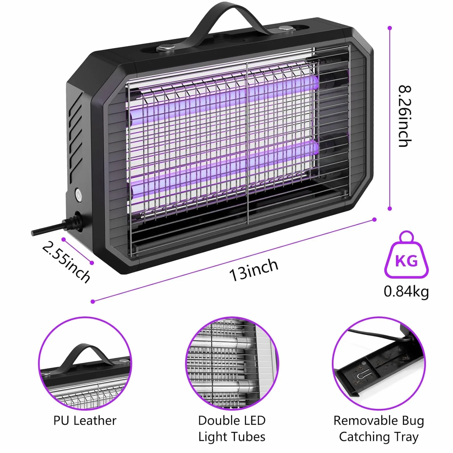 Loowoko Elektryczna lampa na komary owadobójcza z oświetleniem LED