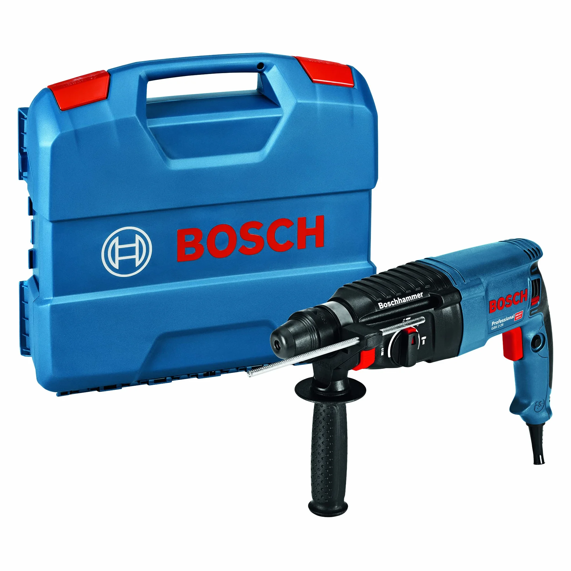 Bosch Professional: młot udarowo-obrotowy GBH 2-26 (ogranicznik głębokości, rękojeść dodatkowa, silnik 830 W, uchwyt narzędziowy SDS plus, walizka)