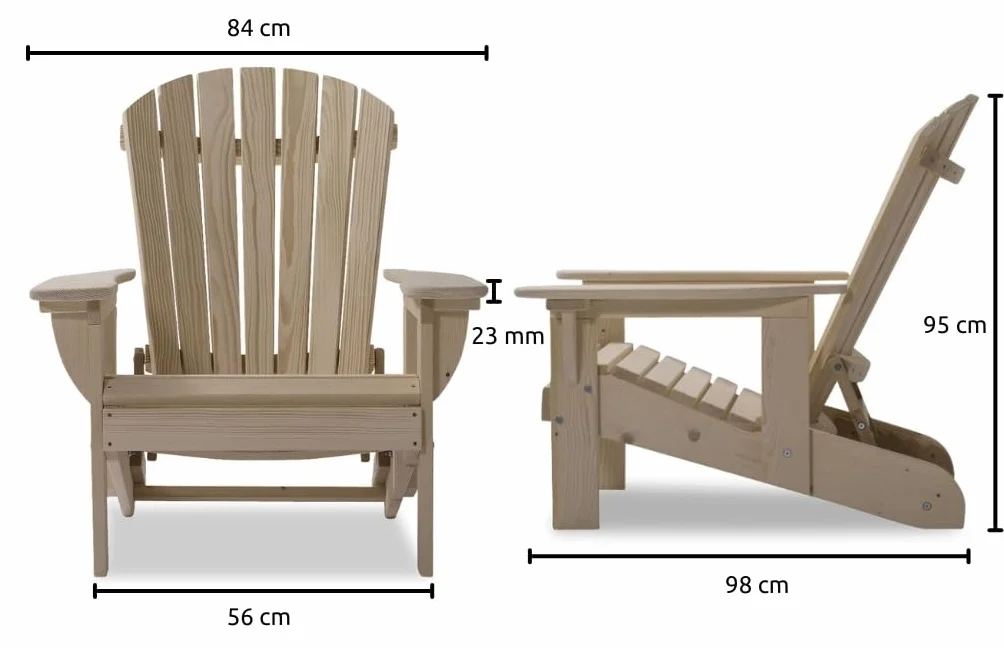 Original Dream-Chairs Adirondack krzeslo Comfort drewniany fotel na zewnątrz leżak ogrodowy 150 kg