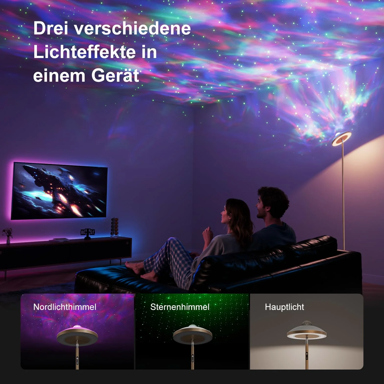 DUSKTEC Inteligentna Lampa PodłOgowa LED Do Salonu Z Pilotem | Projektor „GwieźDziste Niebo” I Lampa Do Czytania | Lampa PodłOgowa Z Funkcją śCiemniania I Timerem – Do Pokoju DziecięCego I Biura