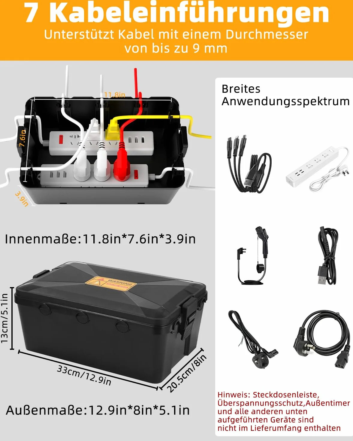 Skrzynka Elektryczna na Zewnątrz IP54 Wodoodporna 32x22x13cm, Ekstra Duża Obudowa na Kable, Wodoszczelna Puszka Rozdzielcza Ogrodowa, Ochrona Gniazd przed Deszczem i Śniegiem, Puszka rozdzielcza