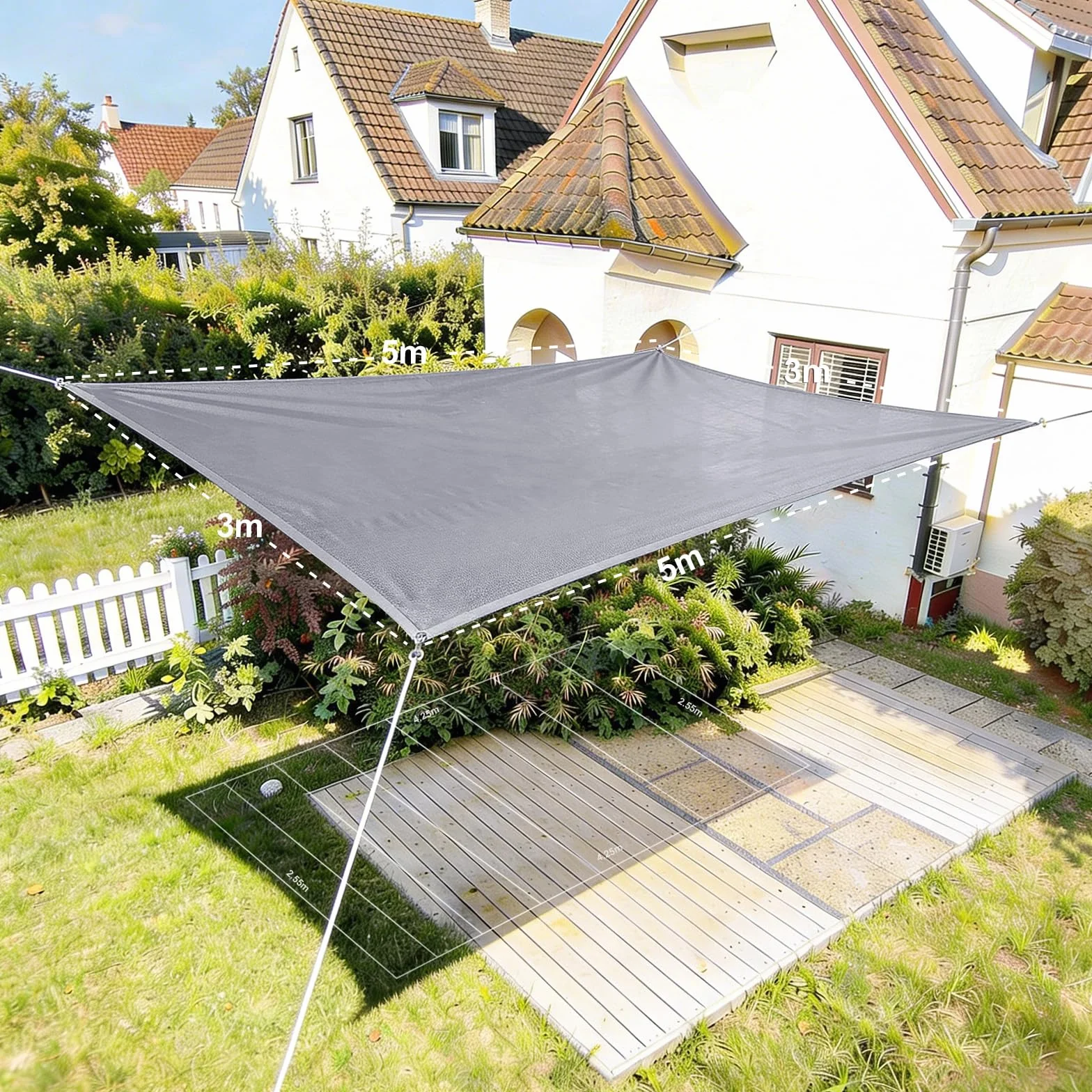 HAIKUS Prostokątny żagiel przeciwsłoneczny 3x5 m HDPE 185g/㎡ ochrona UV