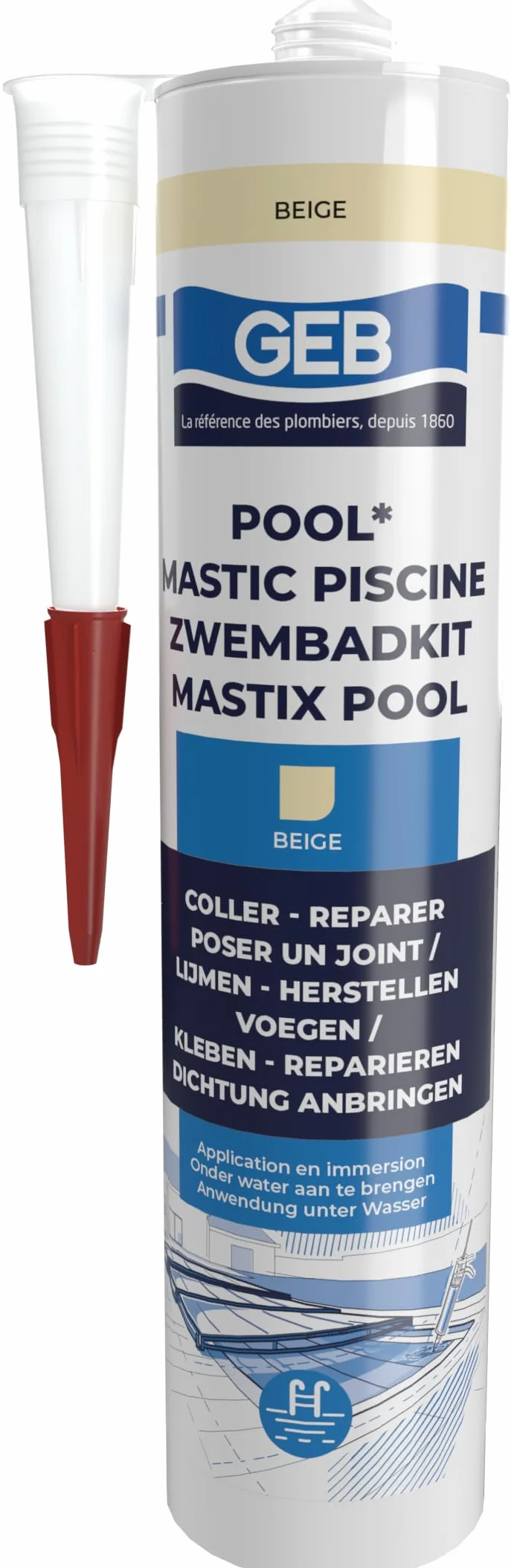 GEB Specjalny wodoodporny uszczelniacz basenowy Beżowy 290 ML do klejenia, fugowania i naprawiania