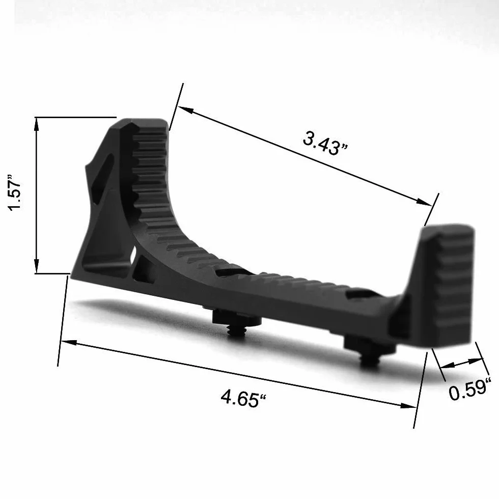 TRIROCK Black Tactical Aluminum Link Curved Angled Hand Stop fits M-LOK handguard rail system