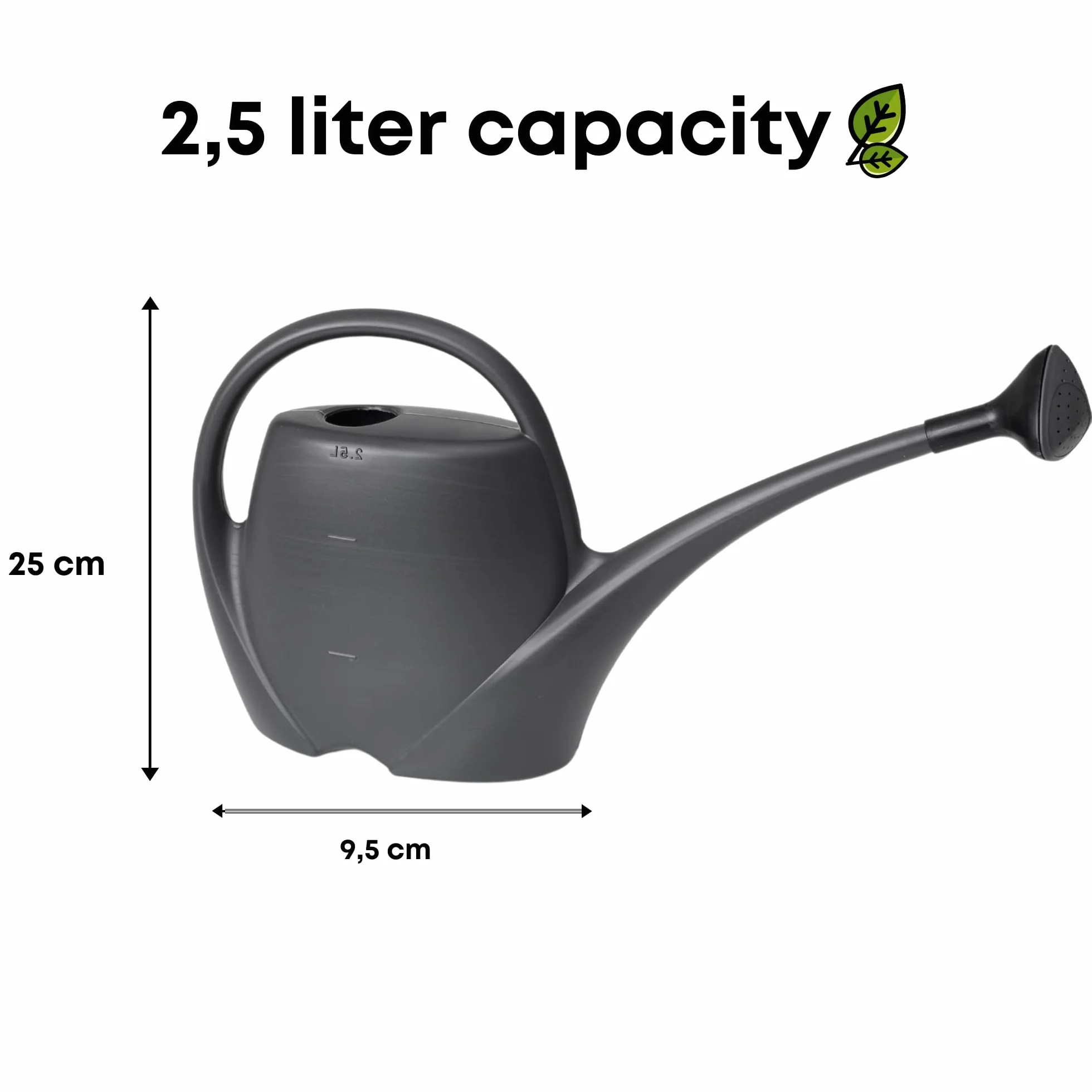Konewka do roślin 2,5 l z tworzywa sztucznego antracytowa