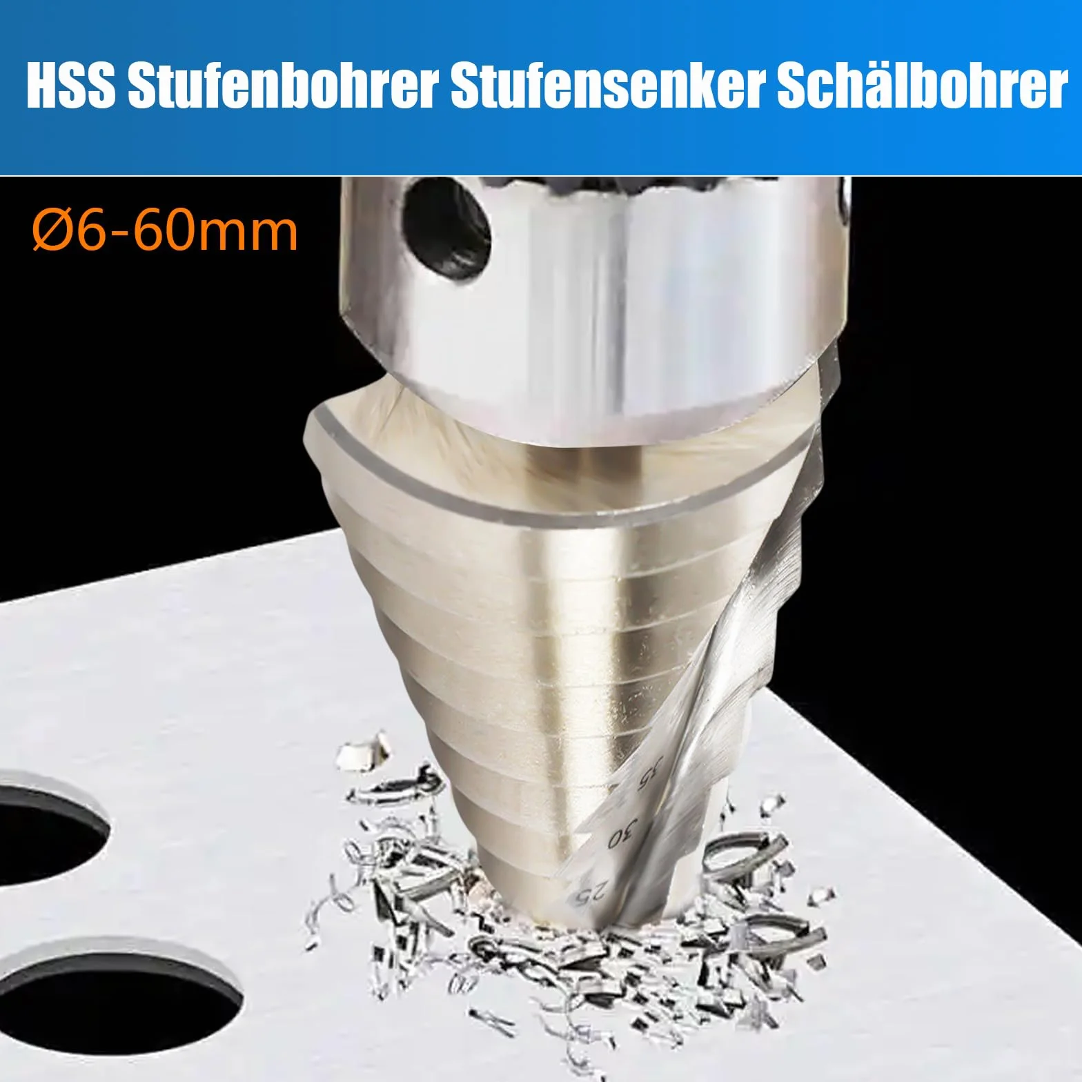 Wiertło stopniowe 6-60 mm HSS rowek spiralny wiertło do metalu do płyt żelaznych, płyt PCW, płyt izolacyjnych itp